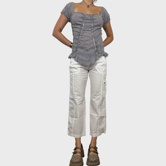 White Cargo Capris - S