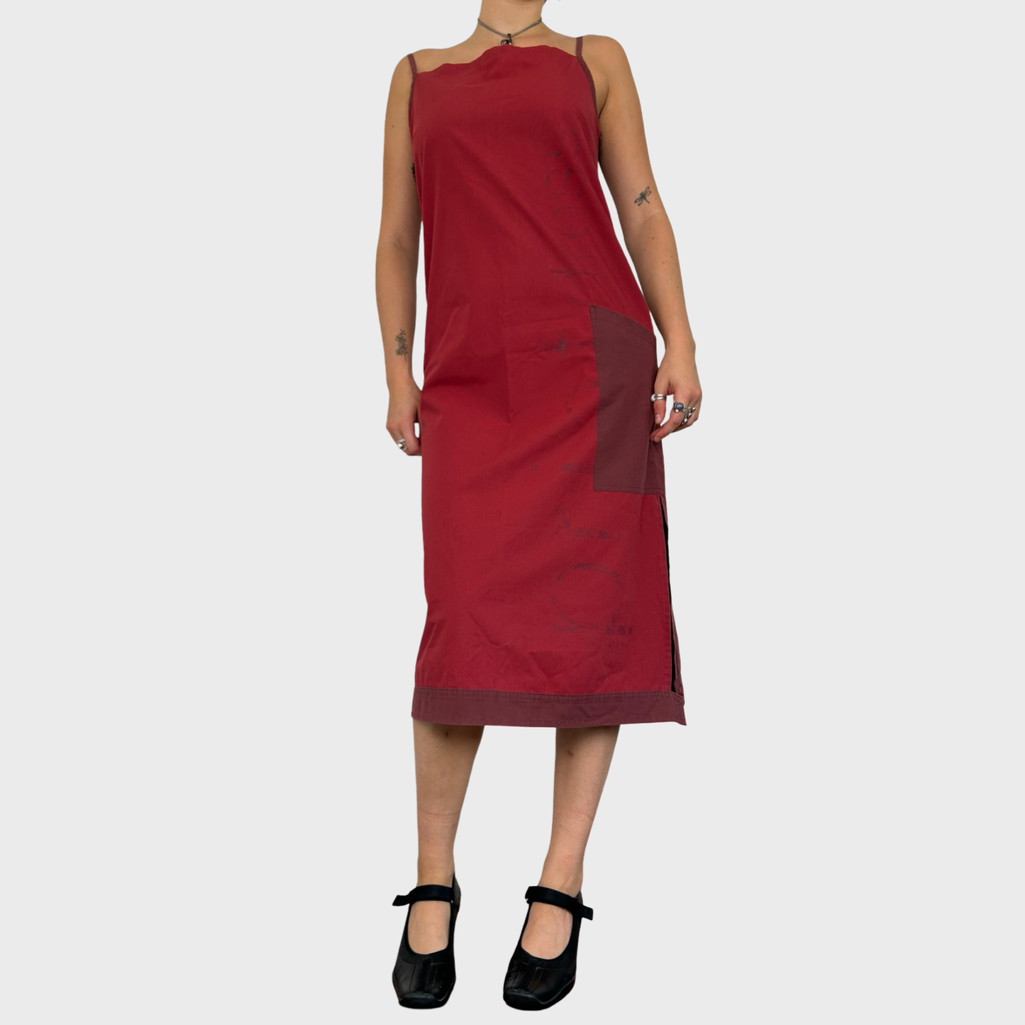 Cop Copine Red Two Tone Midi Dress - M