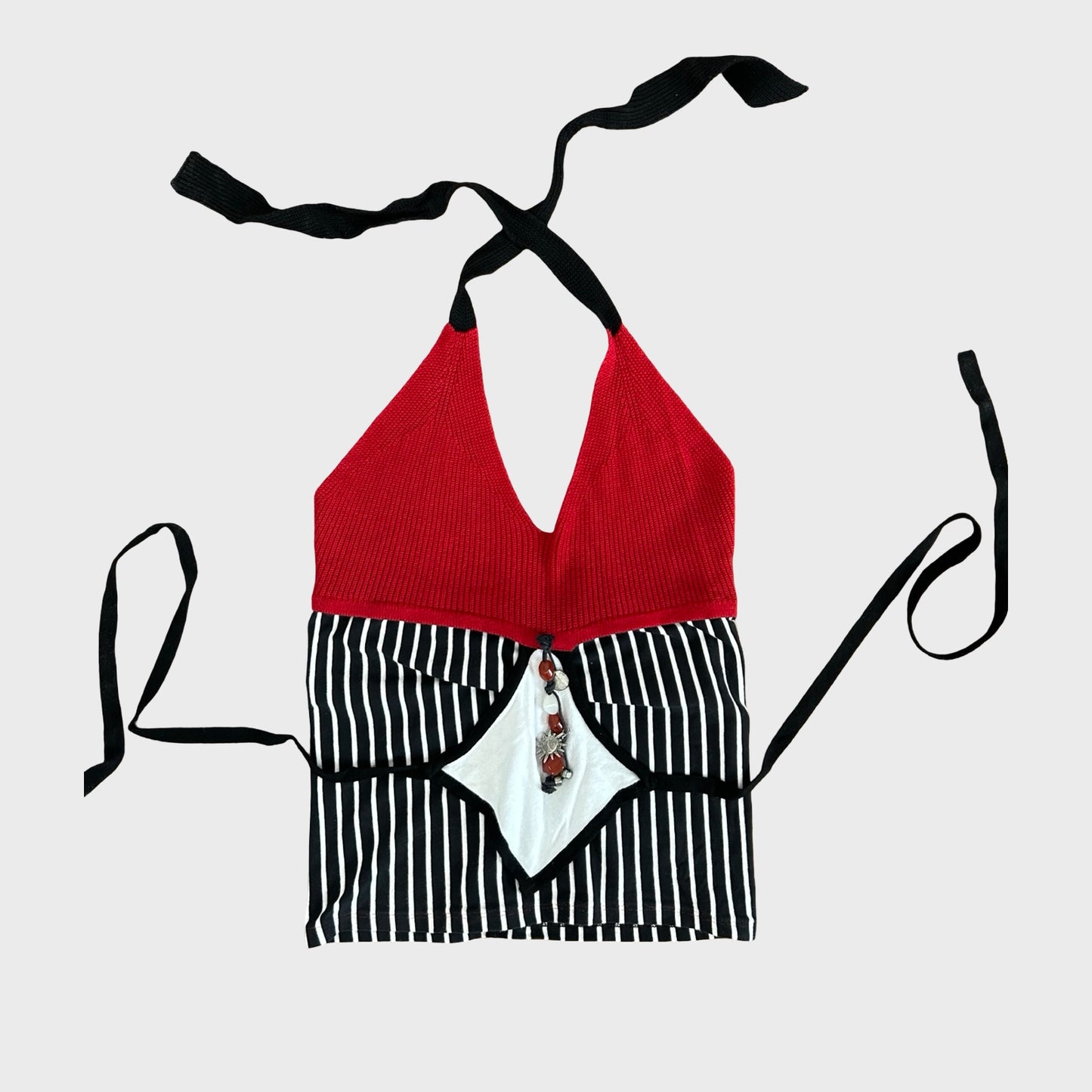 Save The Queen Multi Stripe Halter Neck Top - M
