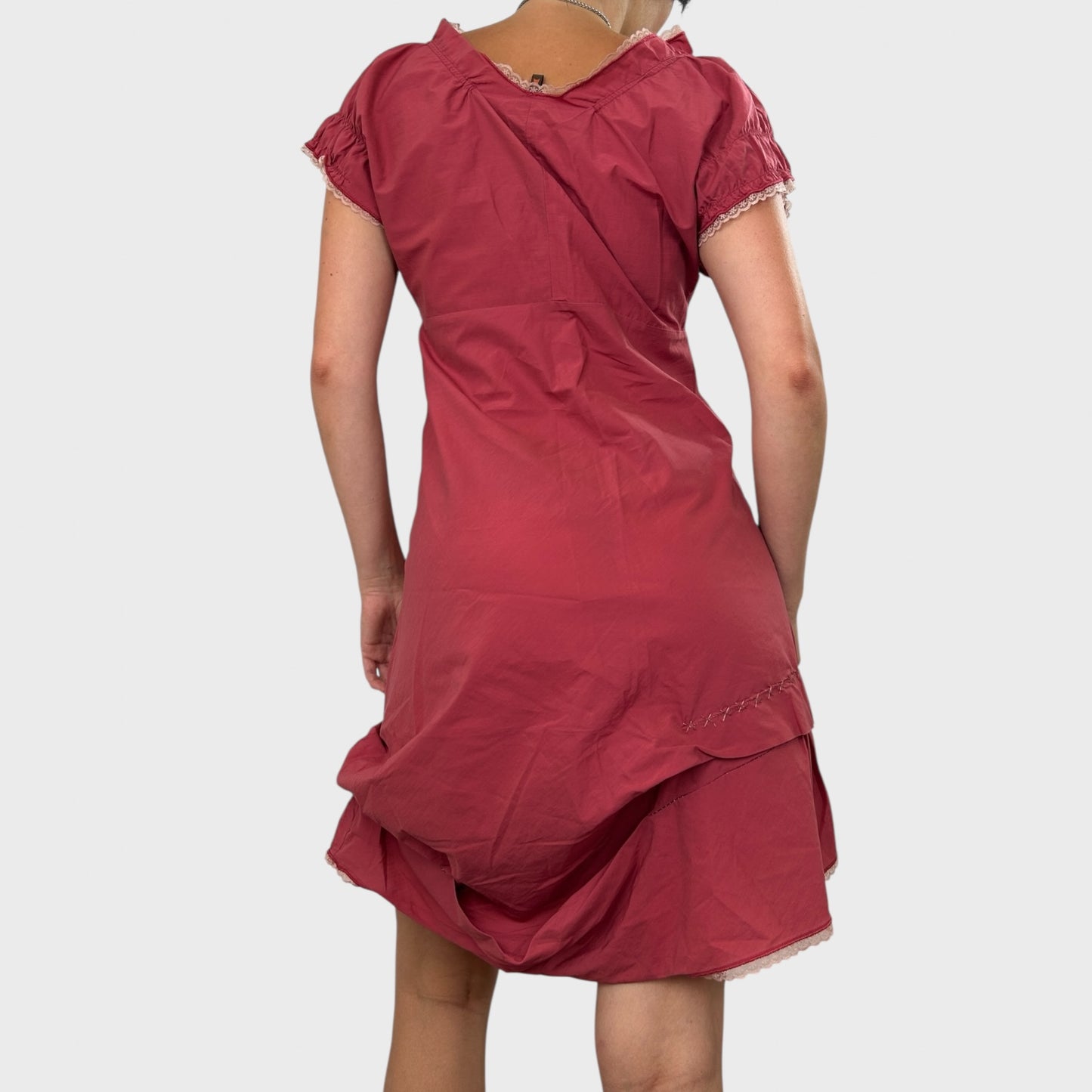Dusty Red Cop Copine Frilly Summer Dress - S/M