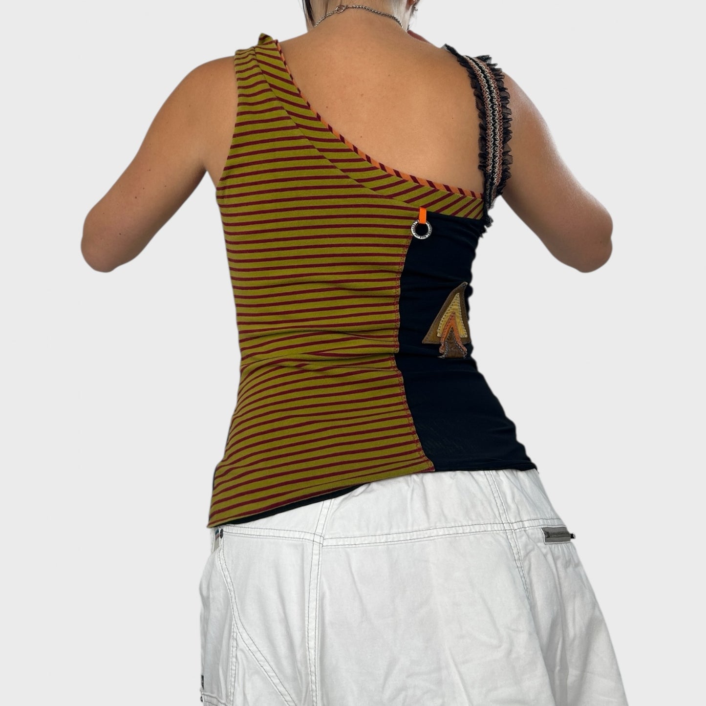 Save the Queen Striped One Shoulder Top - S/M