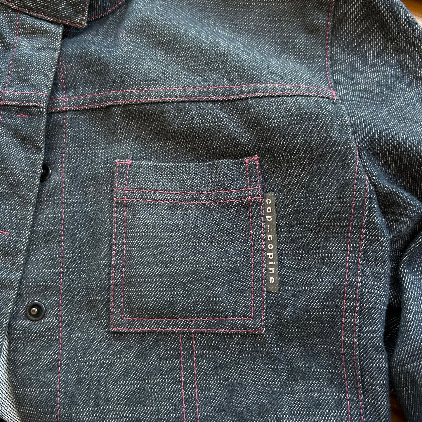 Cop Copine Blue & Pink Denim Jacket - M