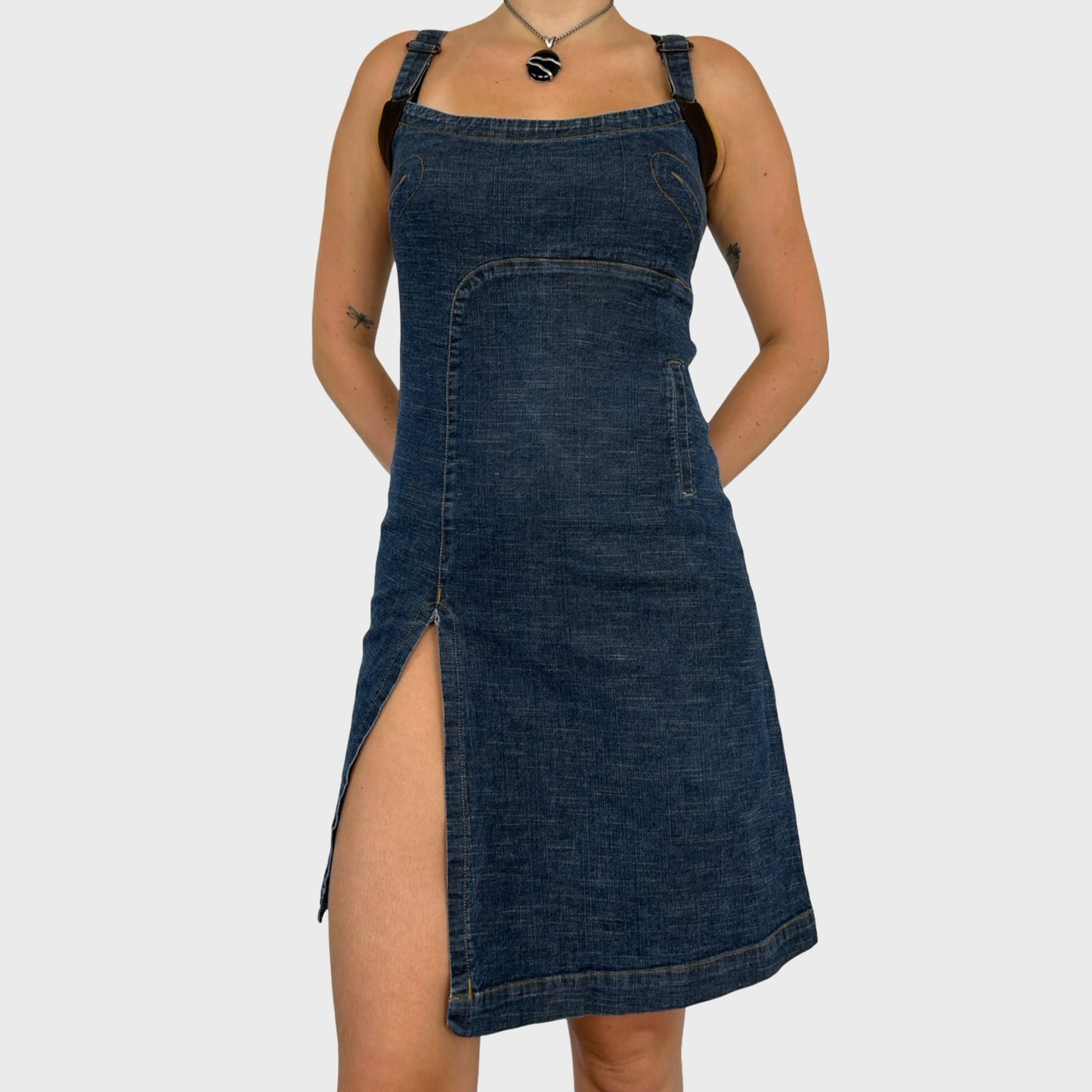 Cop Copine Denim Side Slit Mini Dress - S/M