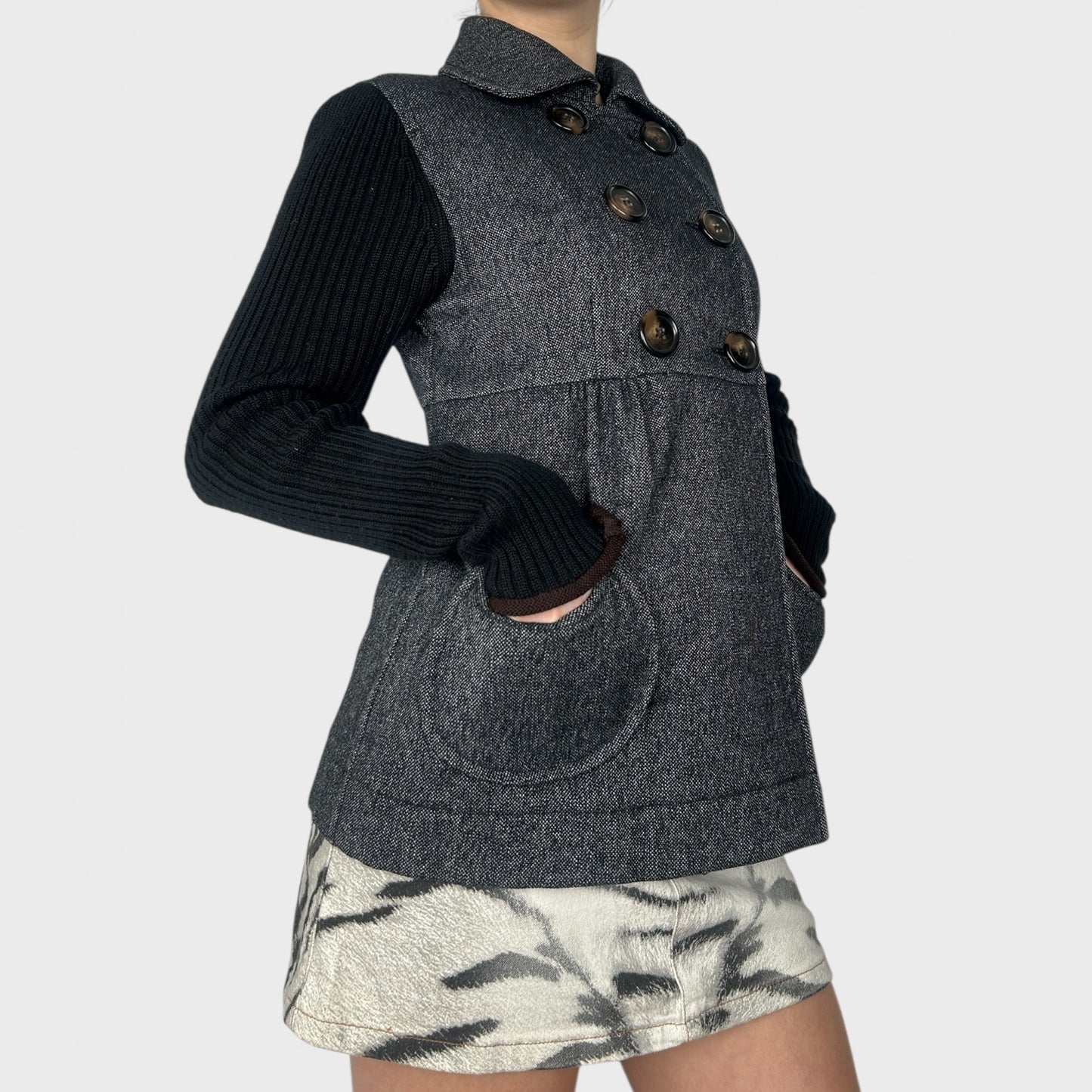Cop Copine Grey Wool Peacoat - M