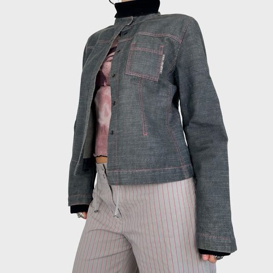 Cop Copine Blue & Pink Denim Jacket - M