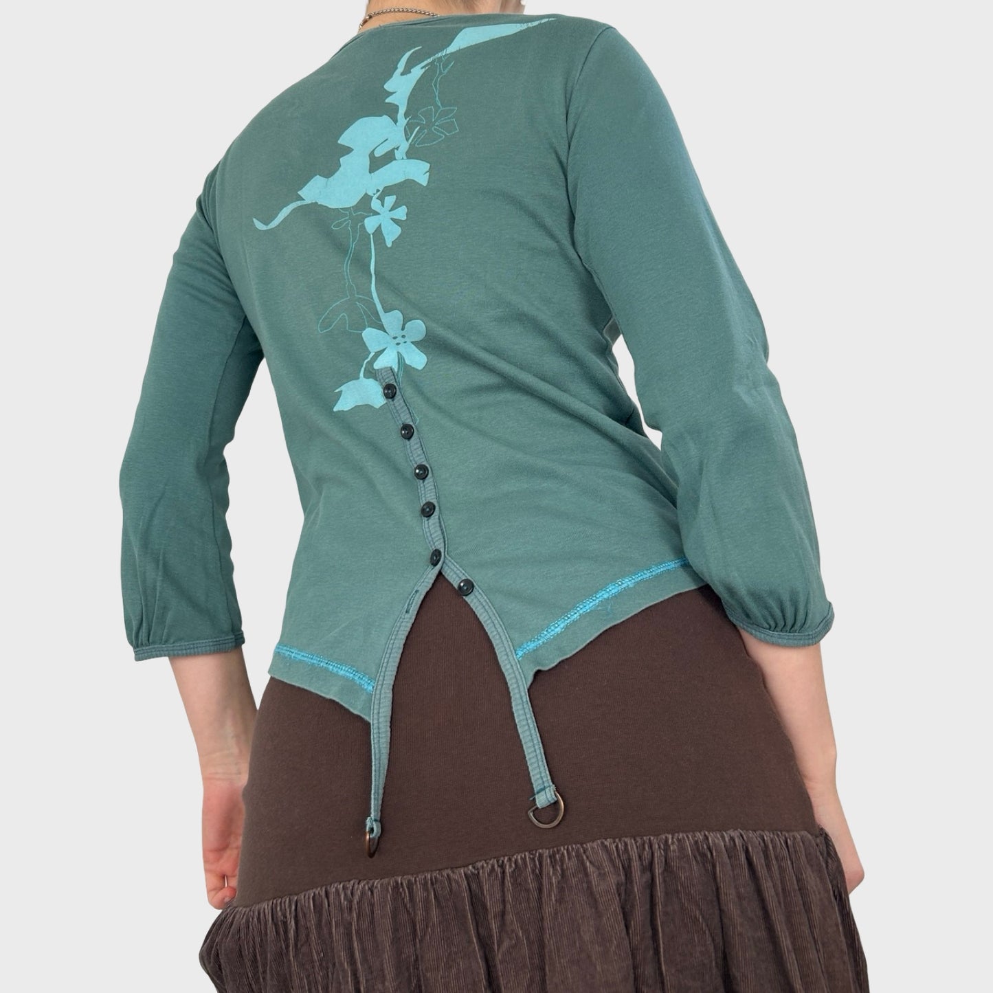Cop Copine Turquoise Button V-Neck Top - S