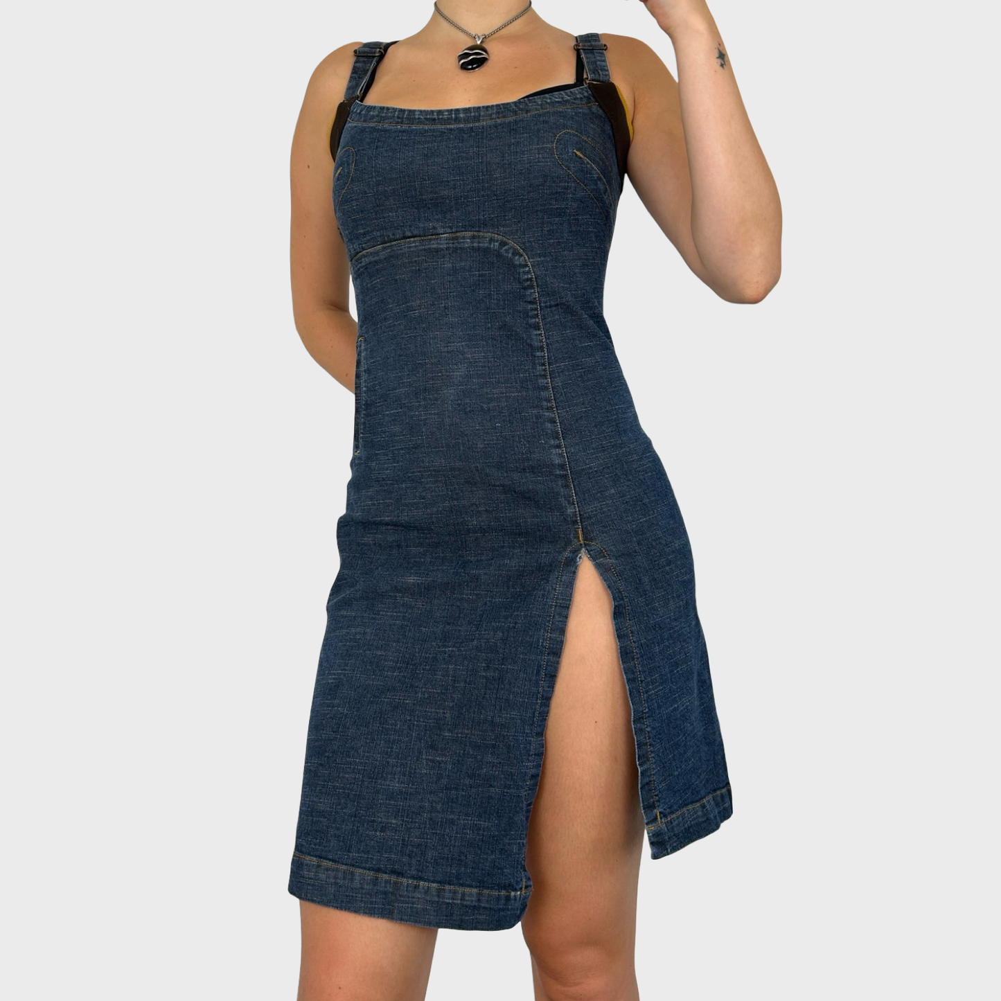 Cop Copine Denim Side Slit Mini Dress - S/M