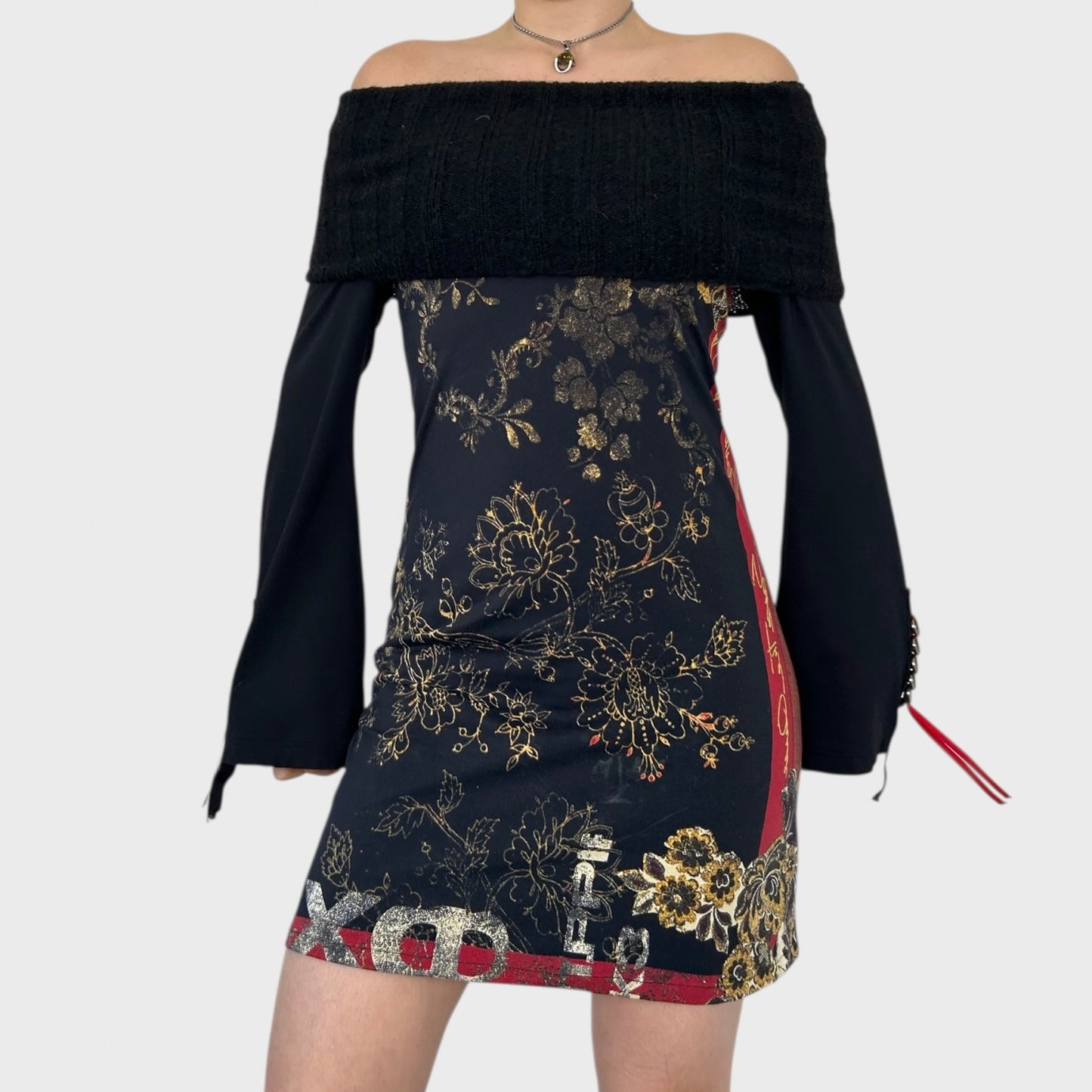 Save the Queen Off-Shoulder Mini Dress - S/M