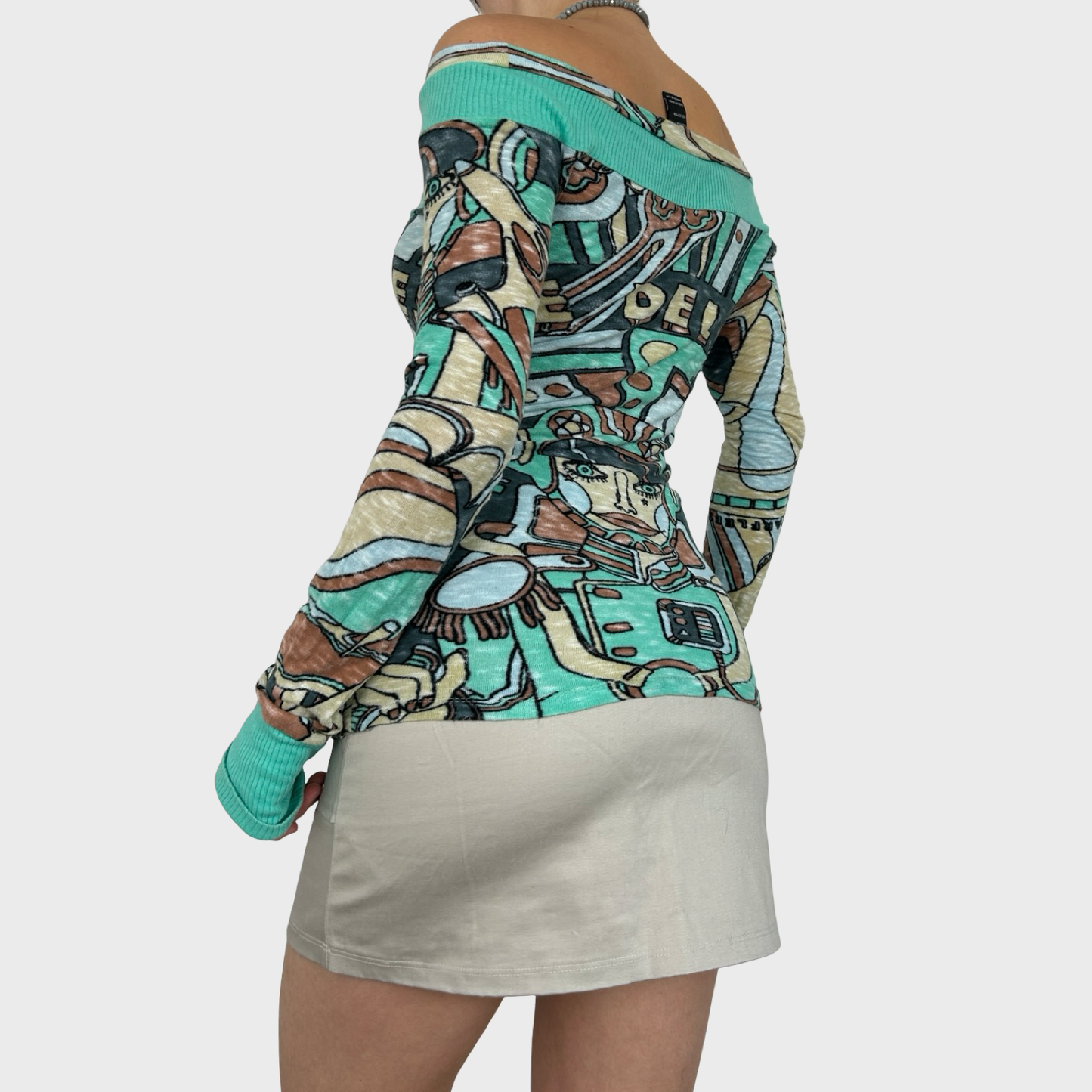 Diesel Graphic Off-Shoulder Knit - M
