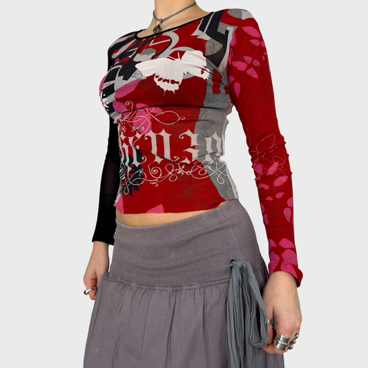 Kenzo Graphic Mesh Long Sleeve Top - XS/S