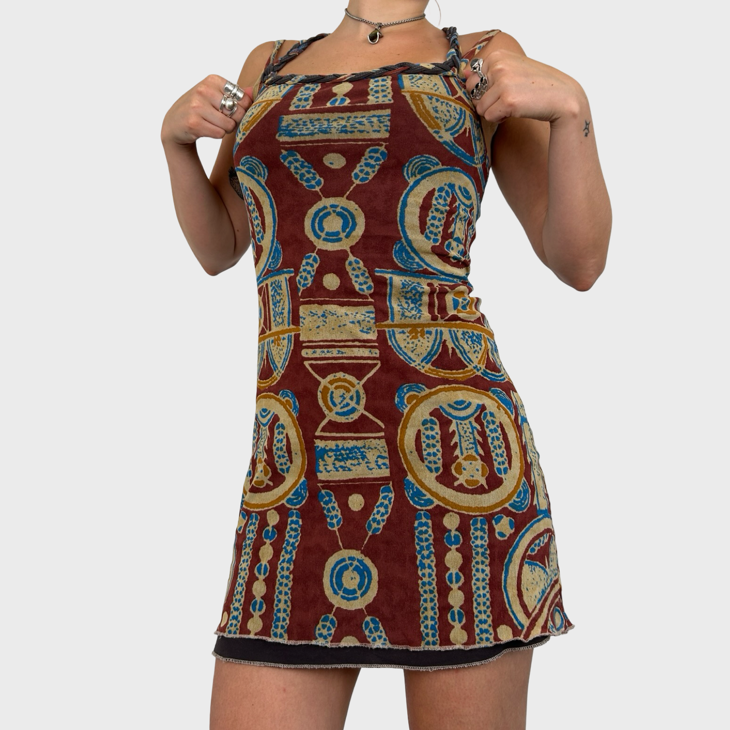 Save The Queen Graphic Mesh Mini Dress - S/M