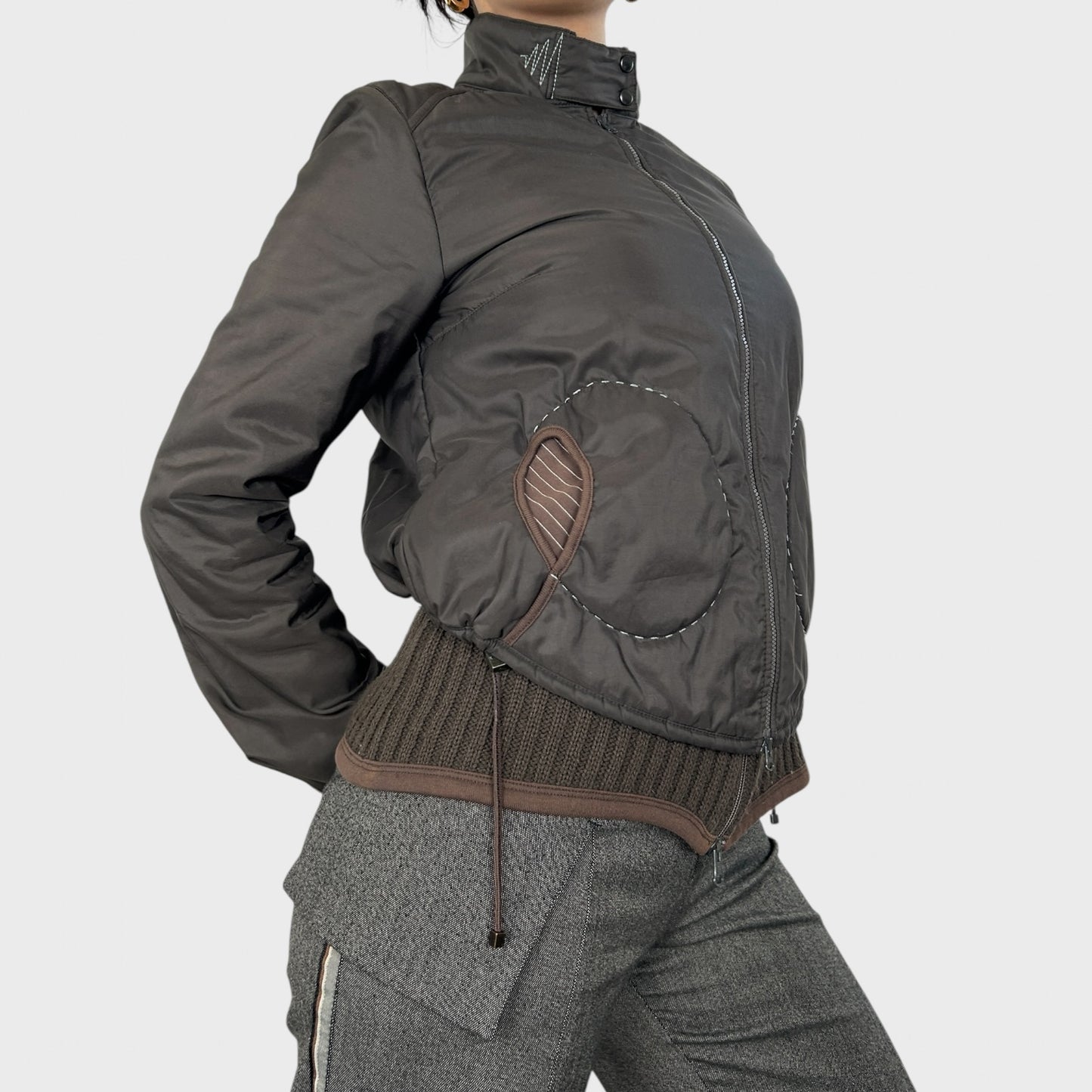 Cop Copine Chocolate Brown Puffer Bomber Jacket - M