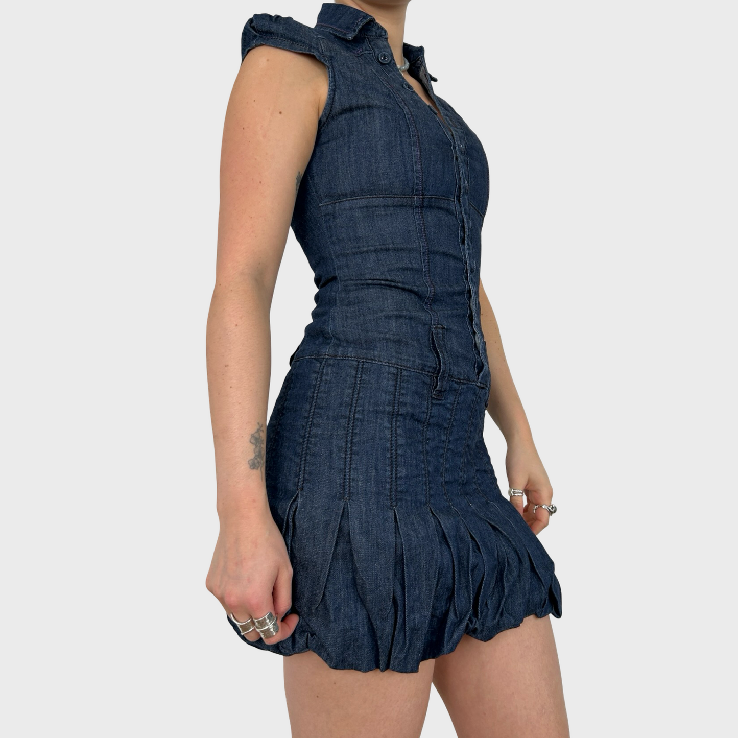 Vintage Denim Bubble Mini Dress - XS/S