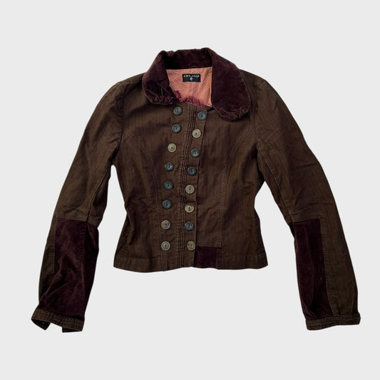 Vintage Button-Up Brown Pinstripe Steampunk Jacket