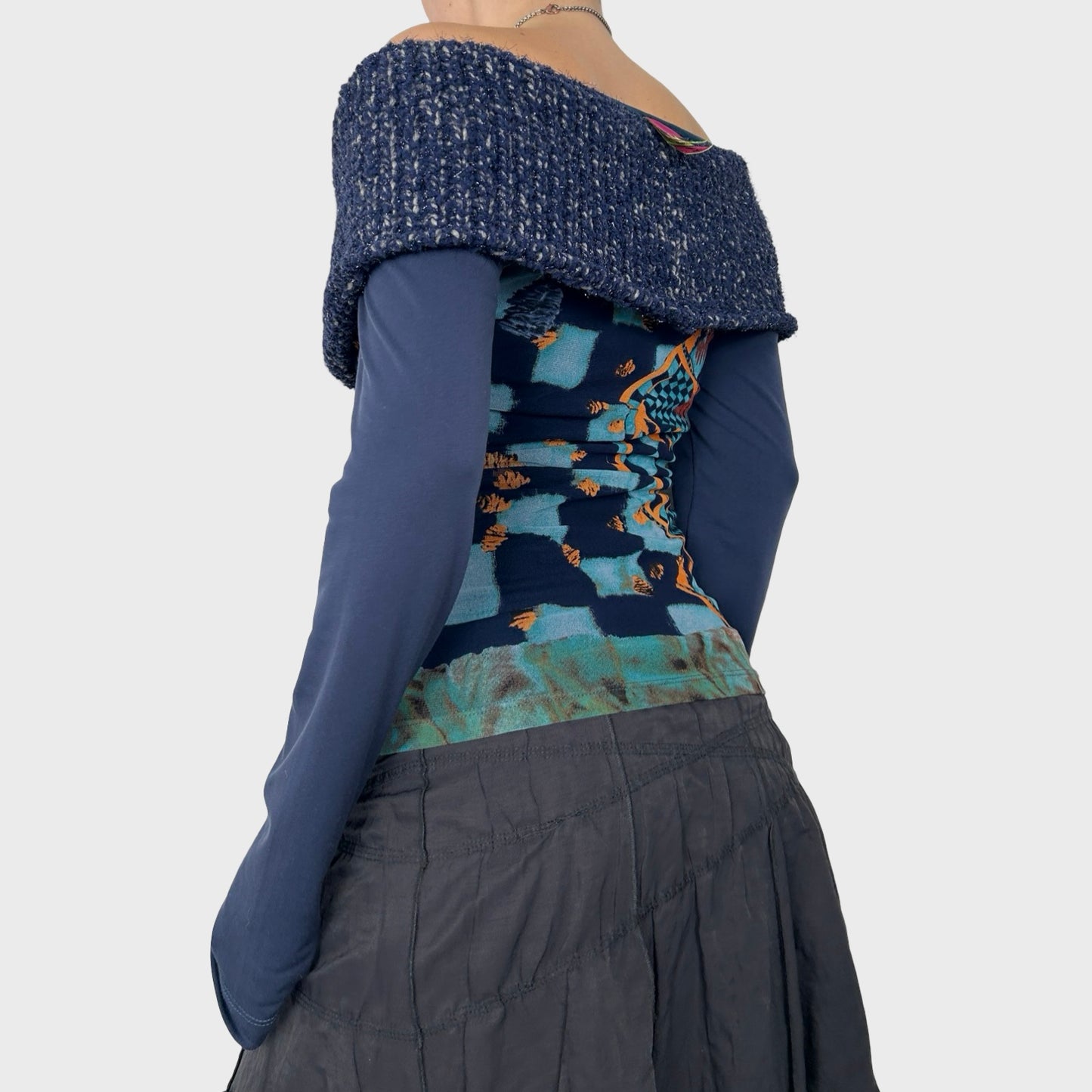 Save the Queen Graphic Mesh Off-the-Shoulder Top - M