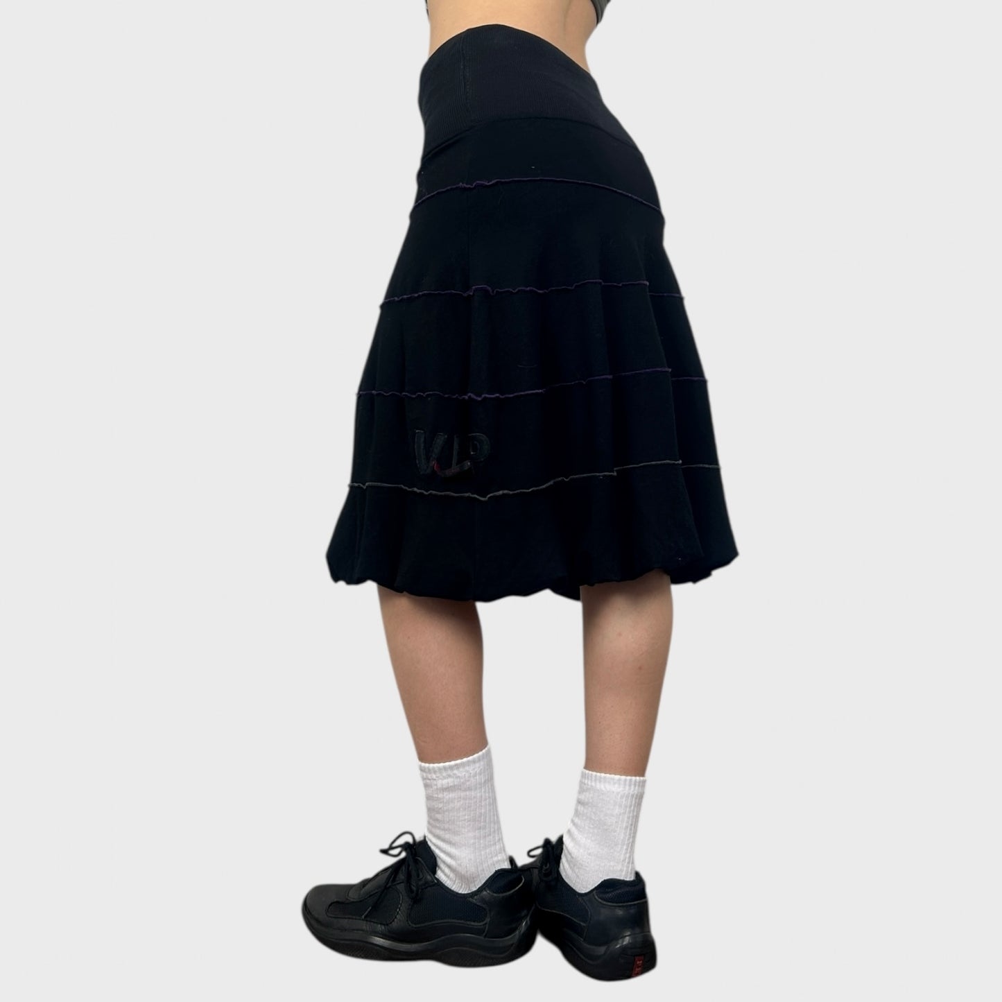 Cop Copine Black Tiered Bubble Midi Skirt - M