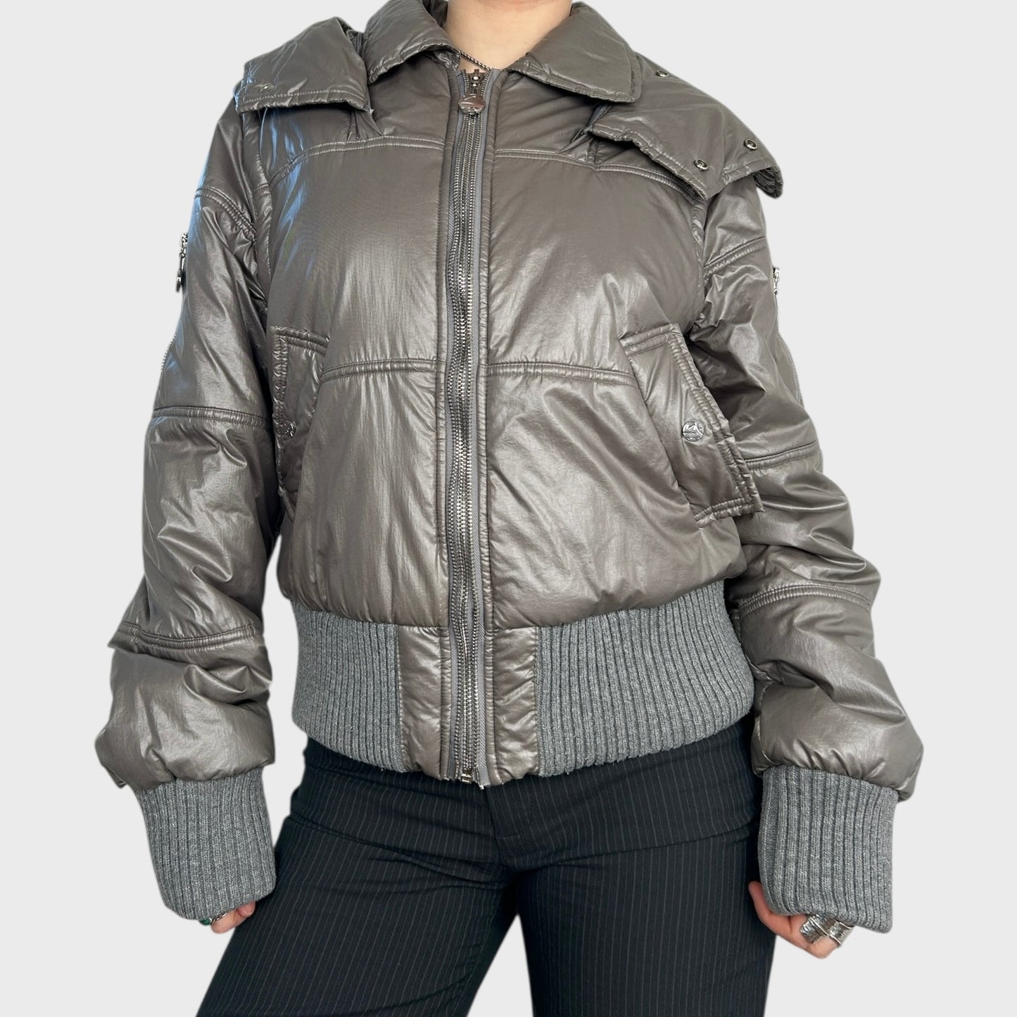 Vintage Silver Bomber Jacket - M/L