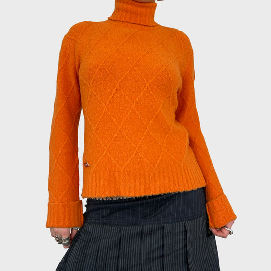 Versace Orange Roll Neck Jumper - M