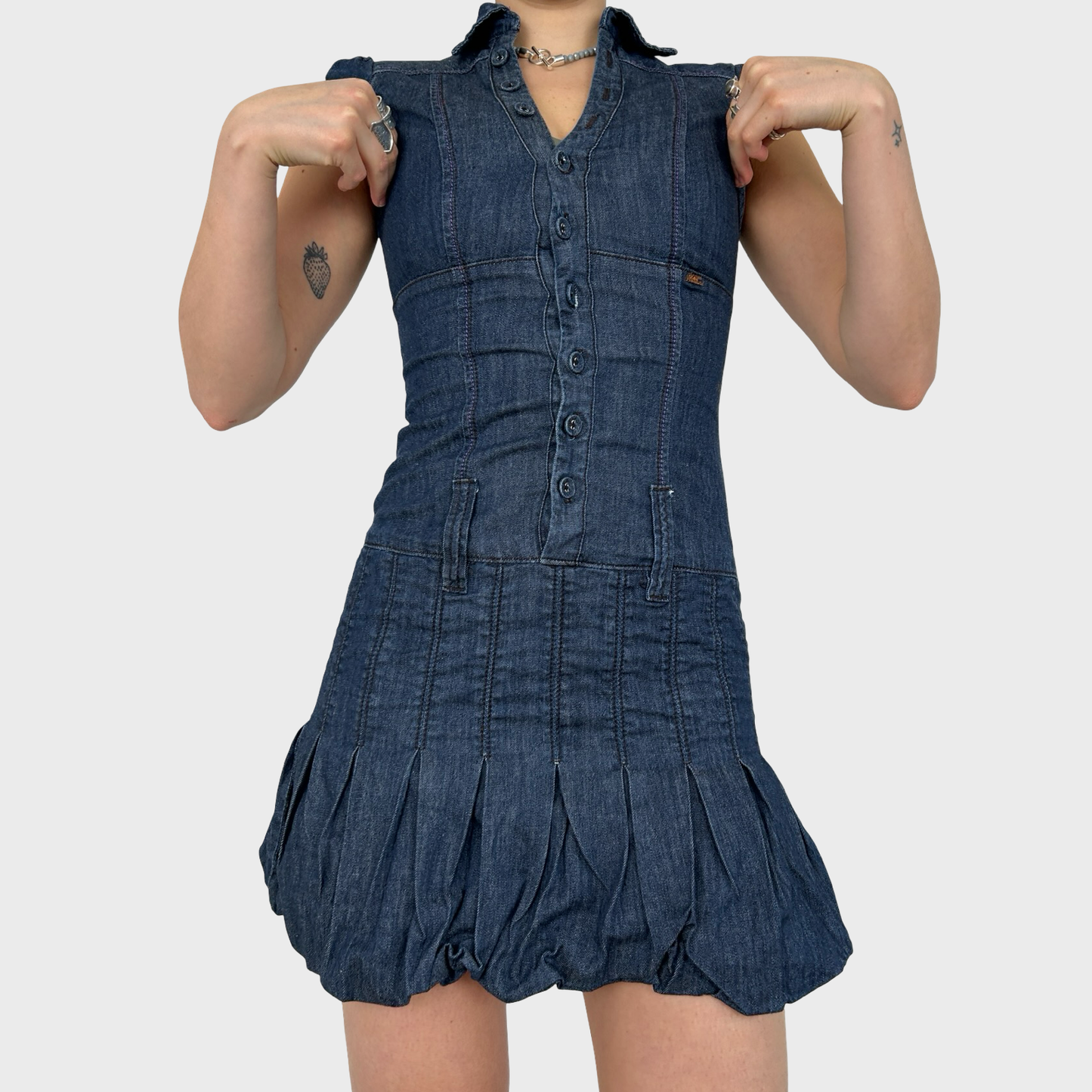 Vintage Denim Bubble Mini Dress - XS/S