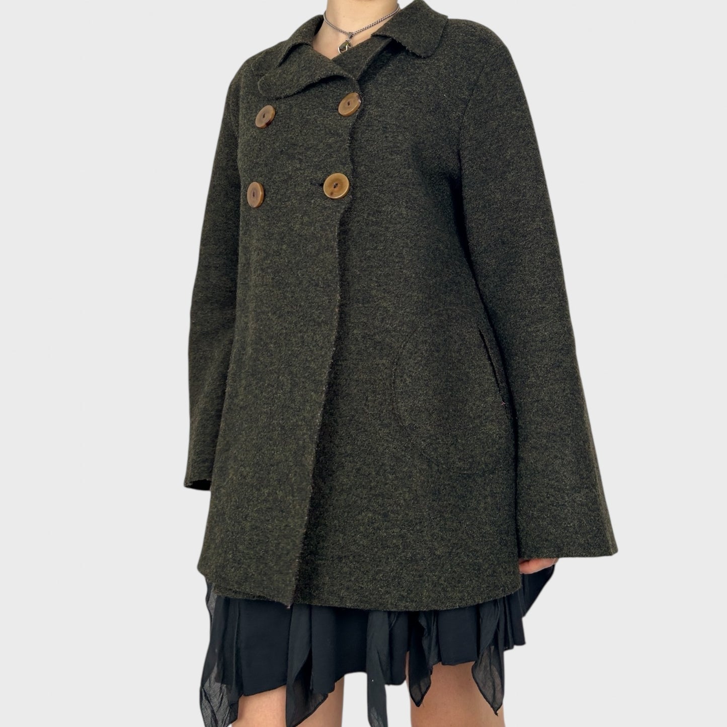 Cop Copine Forest Green Wool Peacoat - M