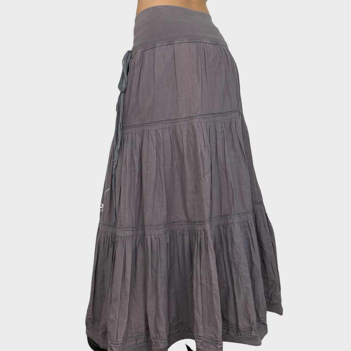 Cop Copine Tiered Grey Ruffle Maxi Skirt - XS/S