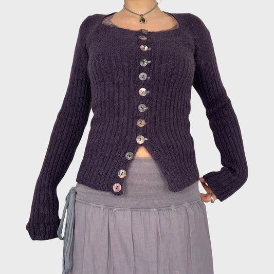 Miss Sixty Purple Button Cardigan - S