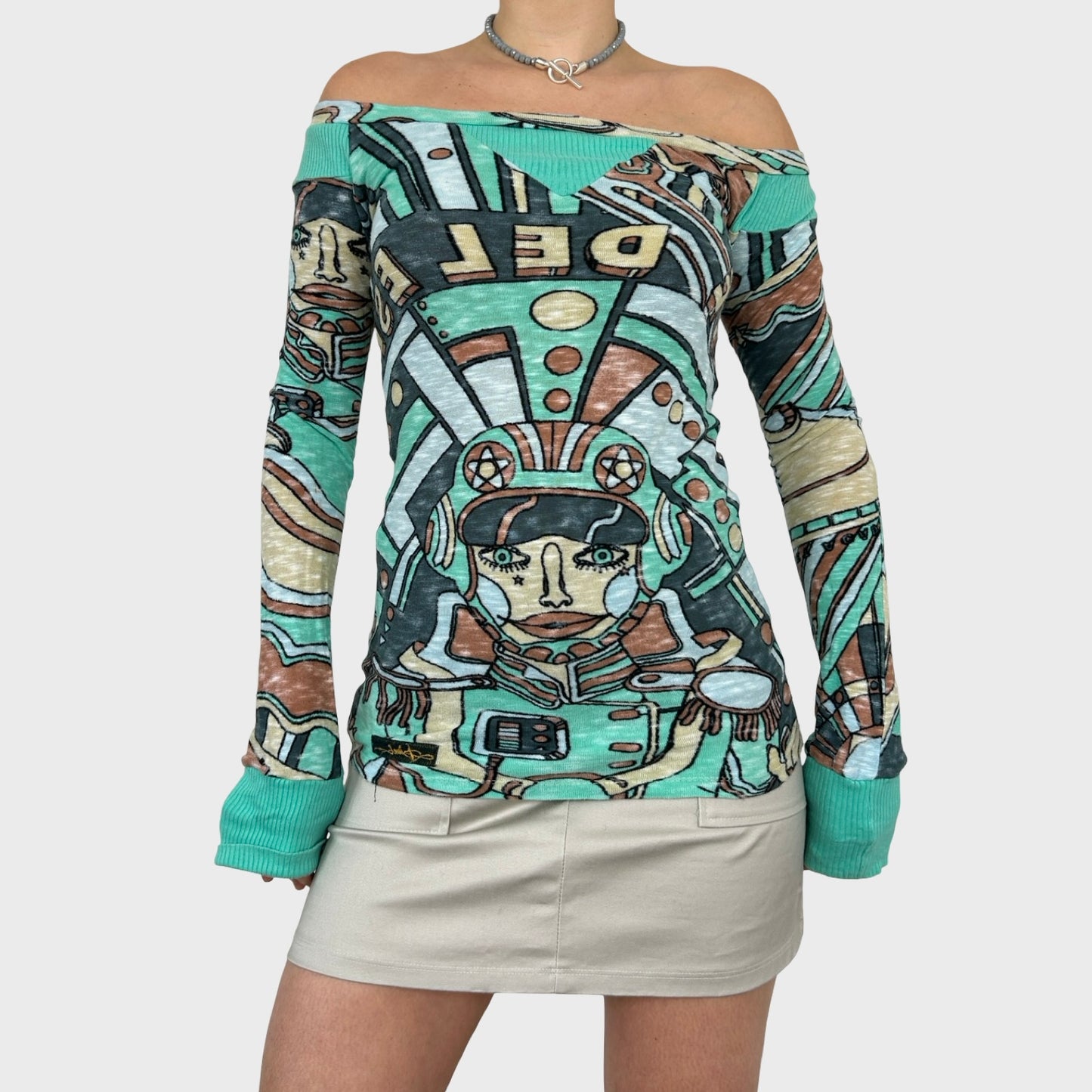 Diesel Graphic Off-Shoulder Knit - M