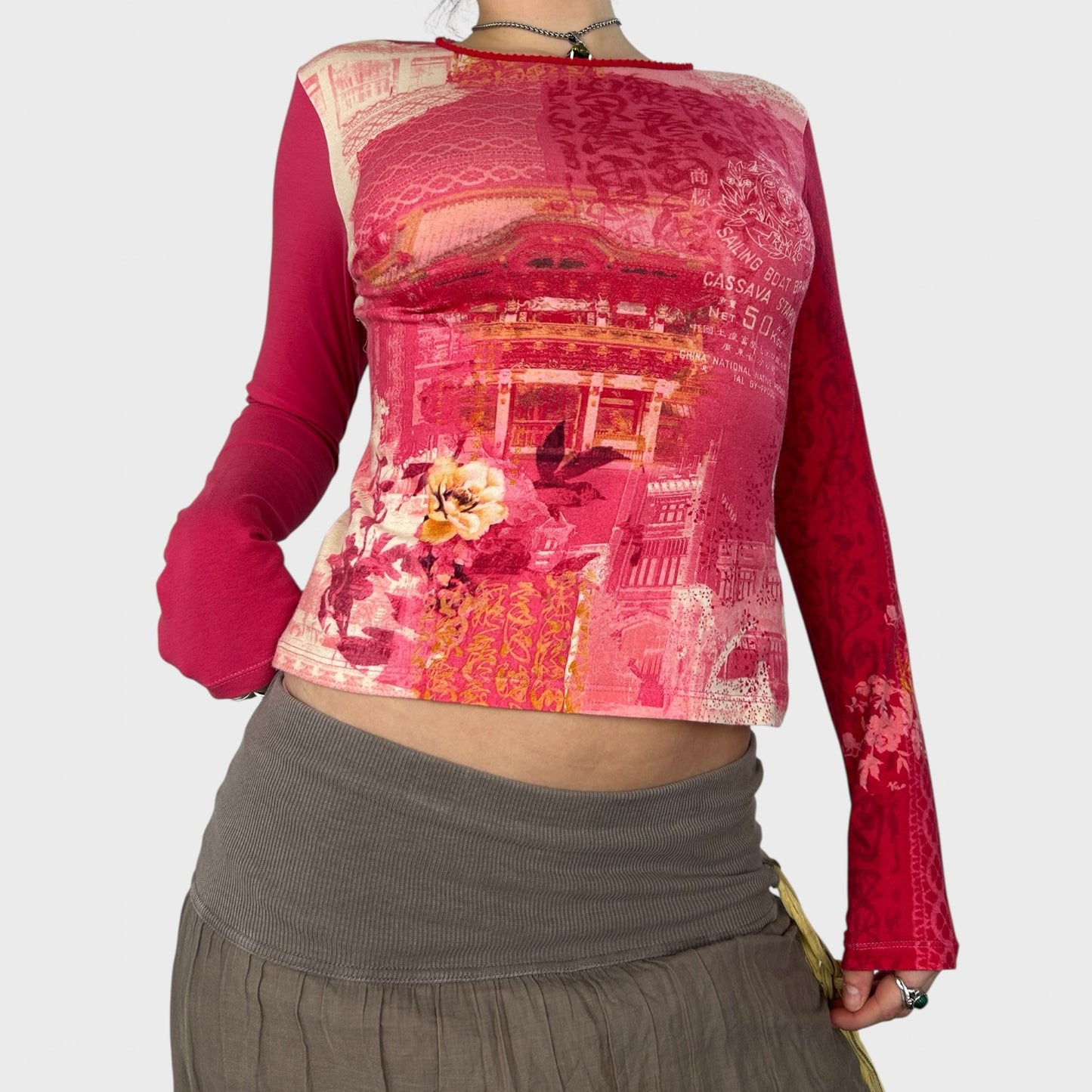 Kenzo Pink Graphic Mesh Long Sleeve - S