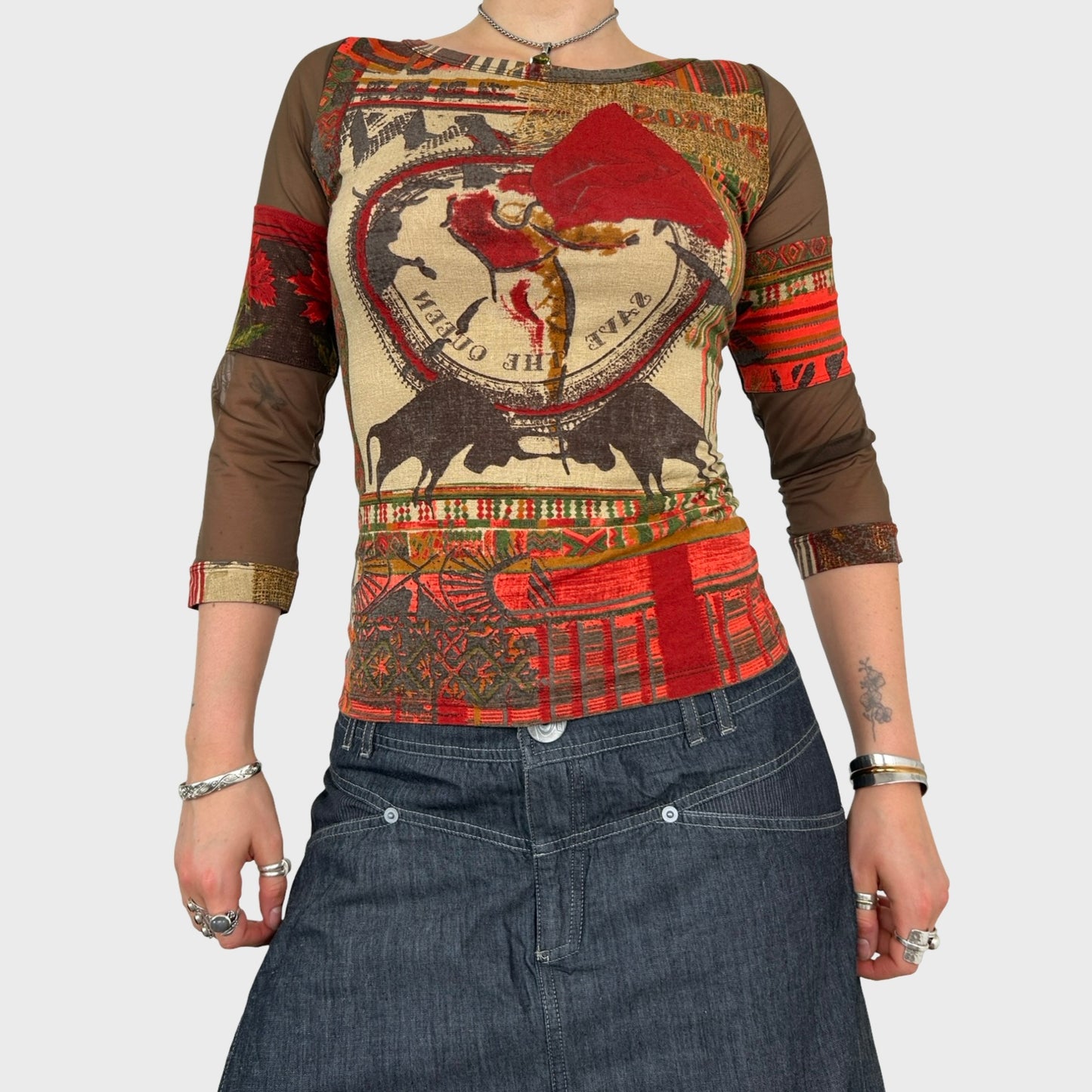 Save The Queen Graphic Mesh Top - S/M