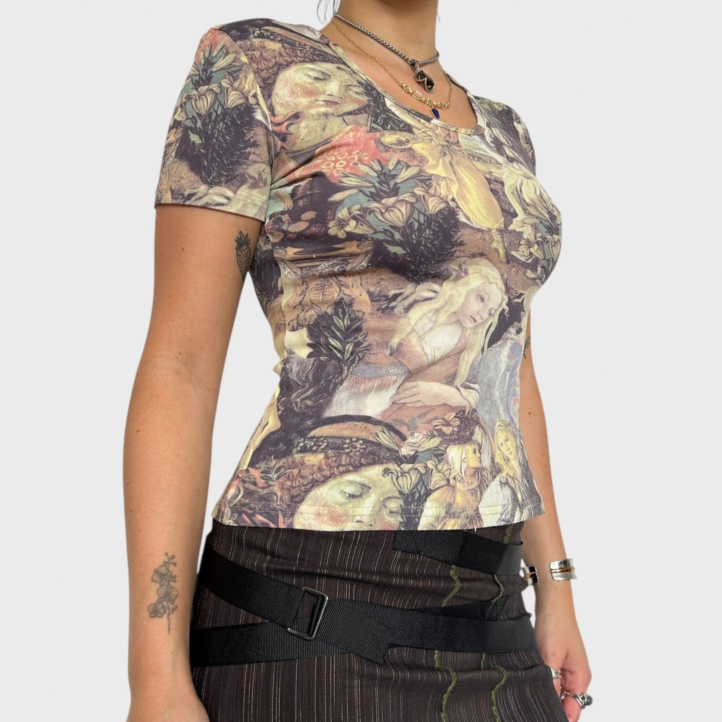 Vintage Renaissance Print Baby Tee - Size S