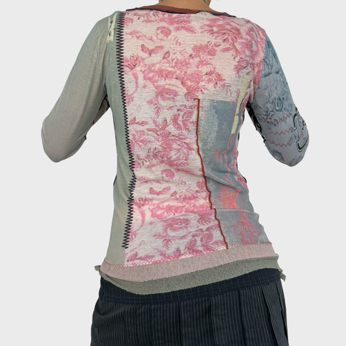 Cop Copine Graphic Mesh Long Sleeve Top - M
