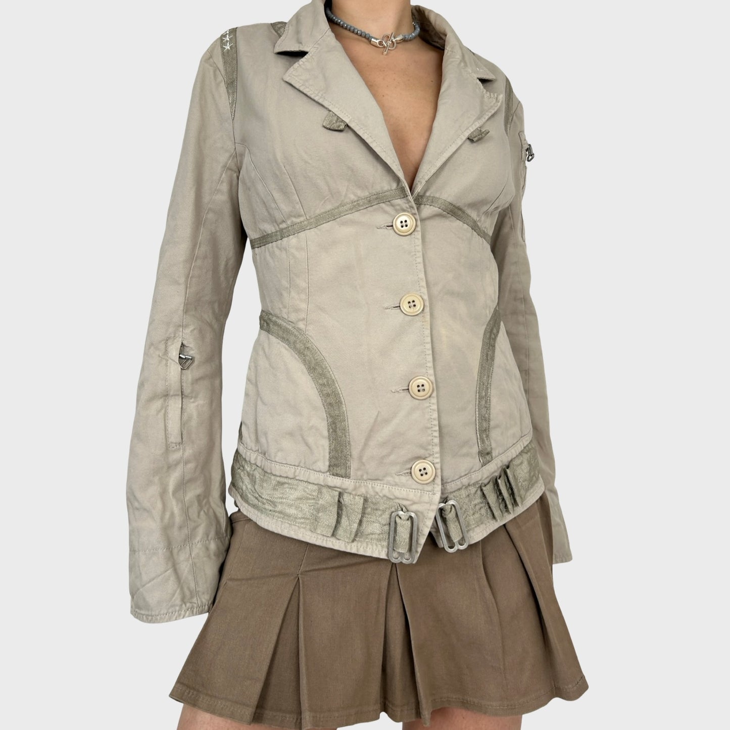 Diesel Beige Structured Button Jacket - L