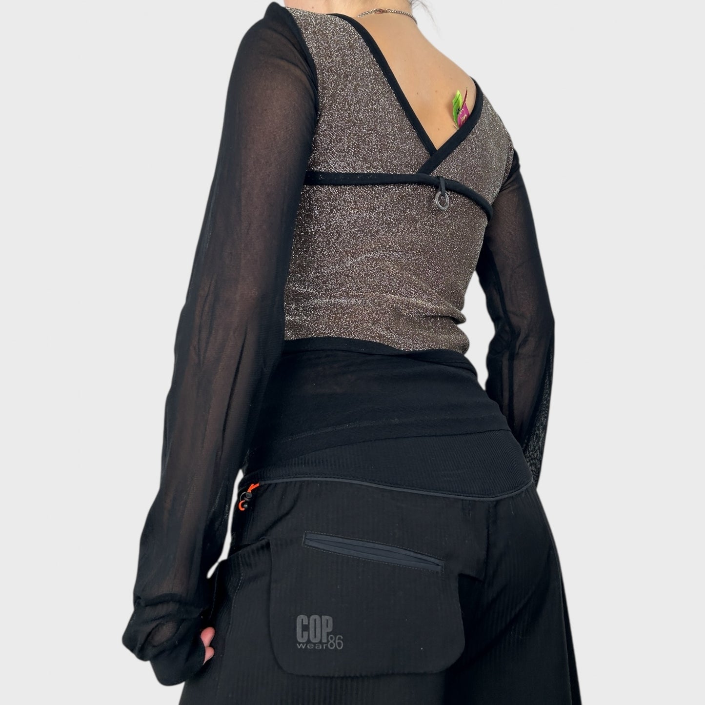 Save The Queen Graphic Mesh Long Sleeve Top - S