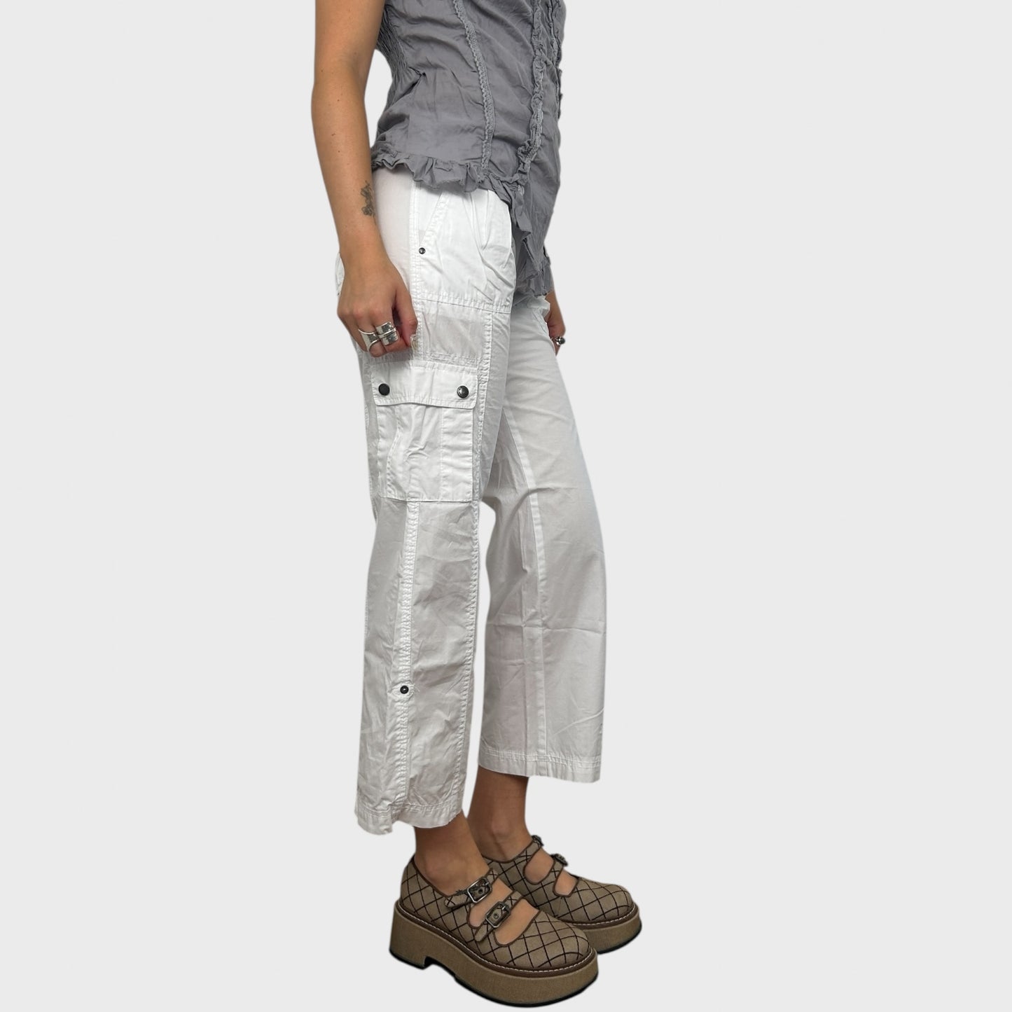 White Cargo Capris - S