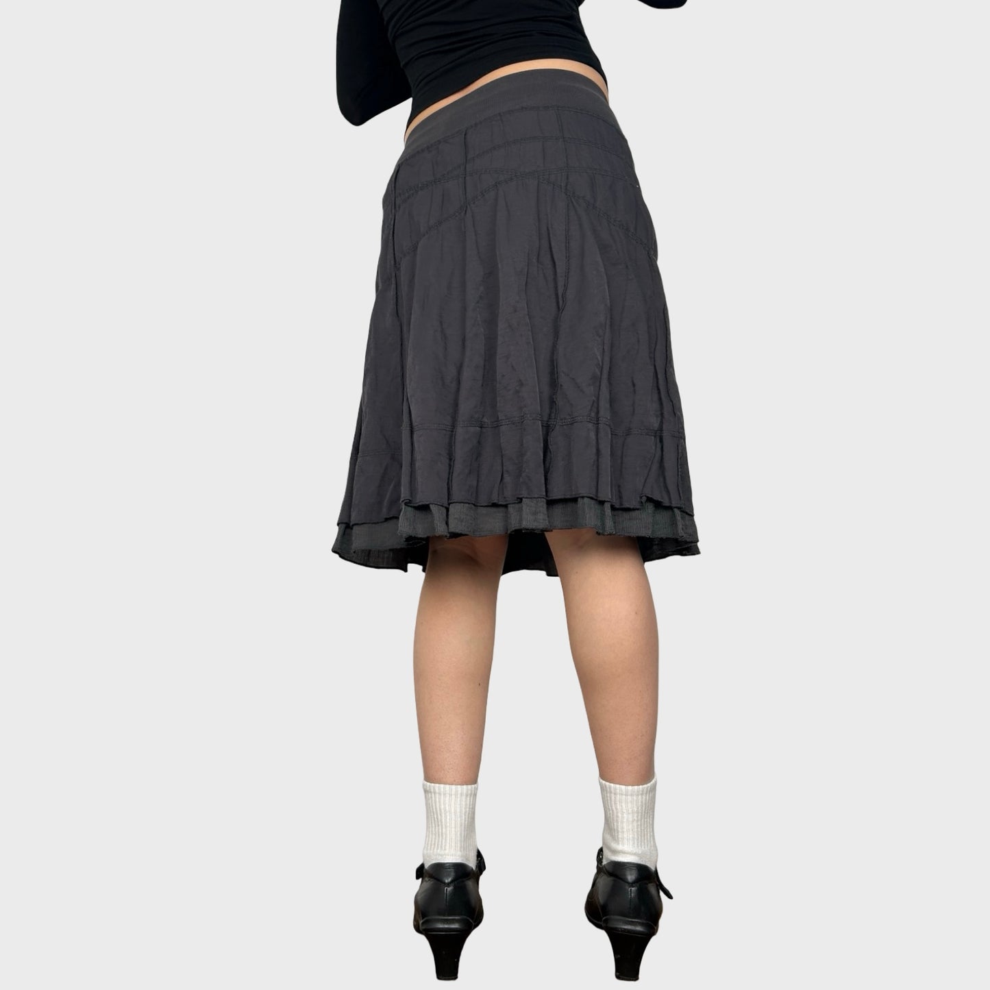 Cop Copine Grey Ruffle Midi Skirt - S