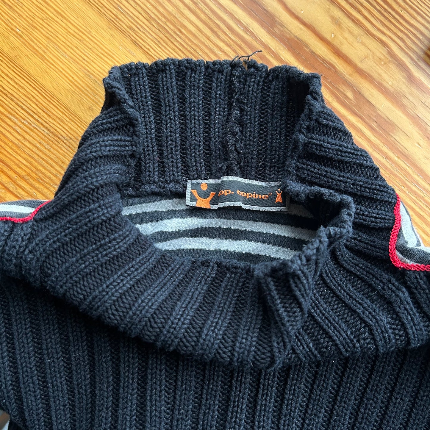 Cop Copine Black Bi-Material Stripe Knit Jumper - M