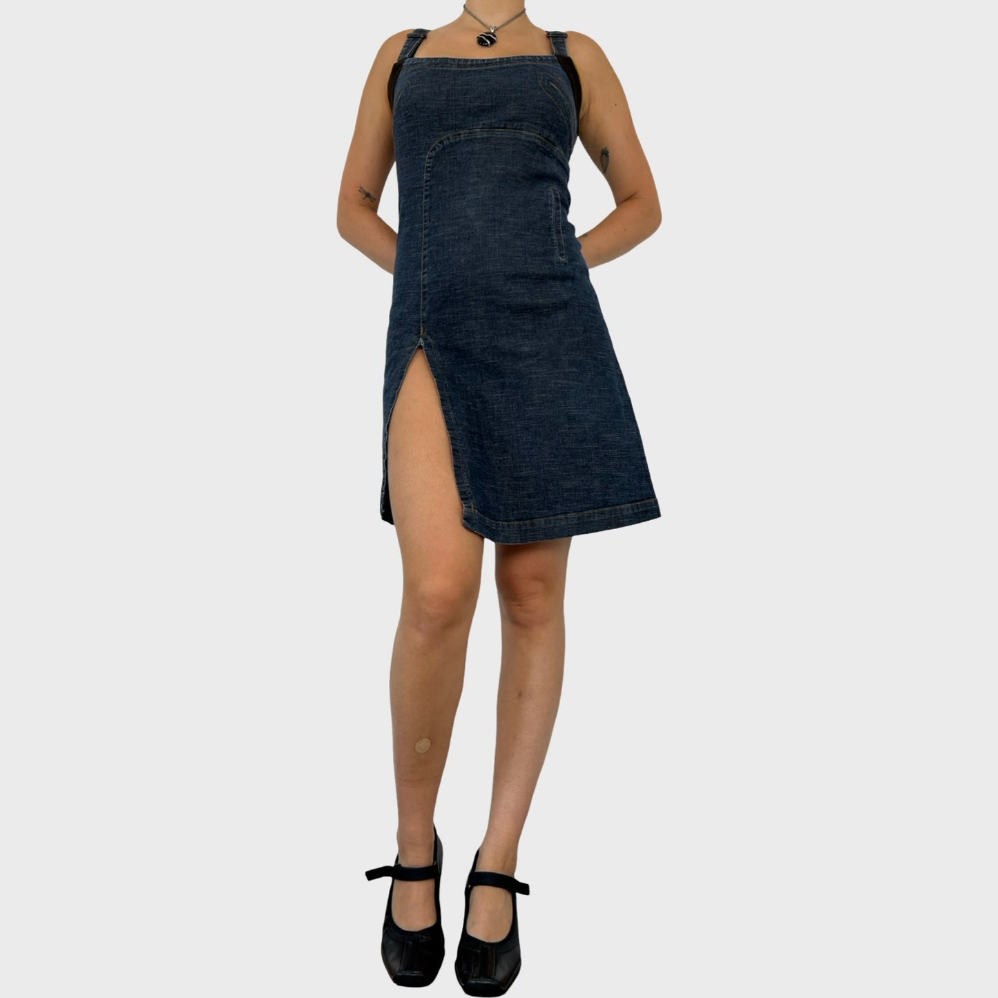 Cop Copine Denim Side Slit Mini Dress - S/M
