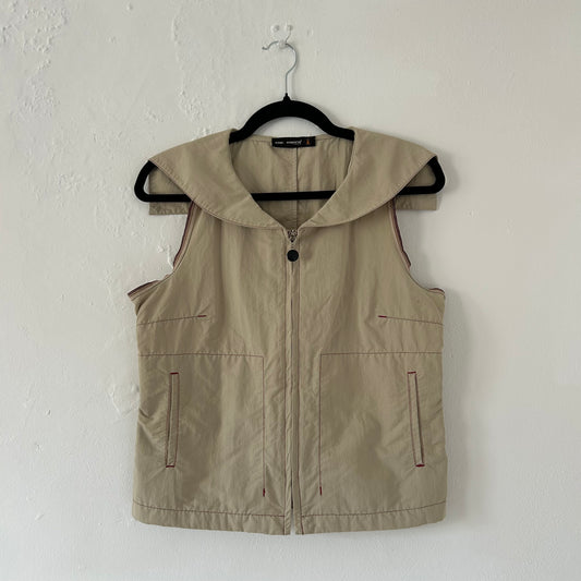 Cop Copine Beige Zip-Up Sleeveless Jacket - Size M