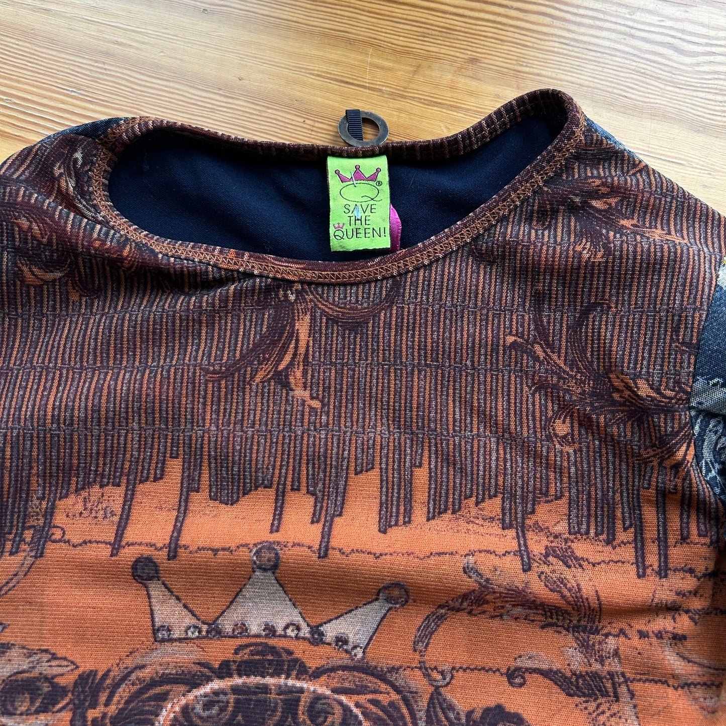 Save The Queen Graphic Mesh Long Sleeve Top - S/M