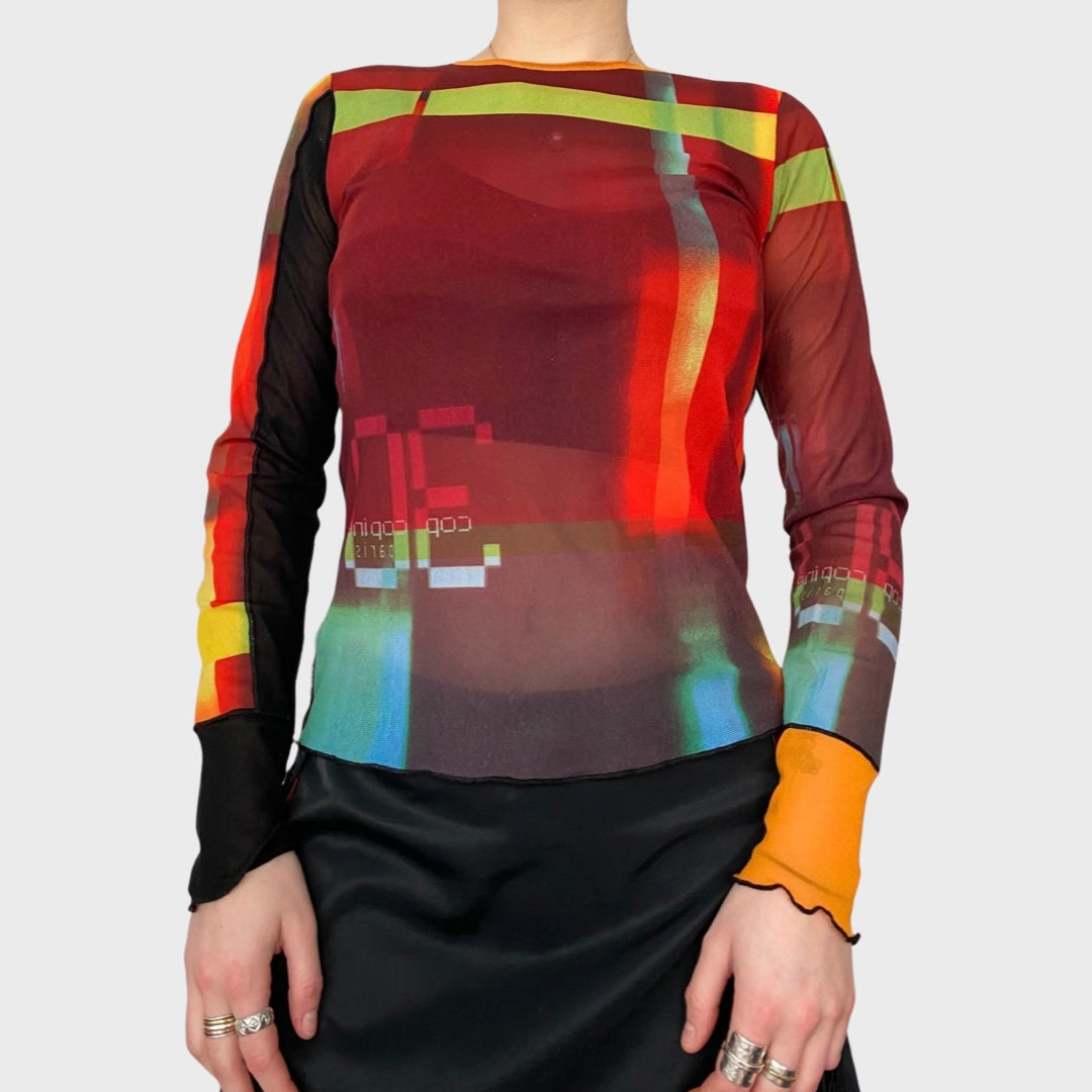 Cop Copine futuristic cyber mesh top