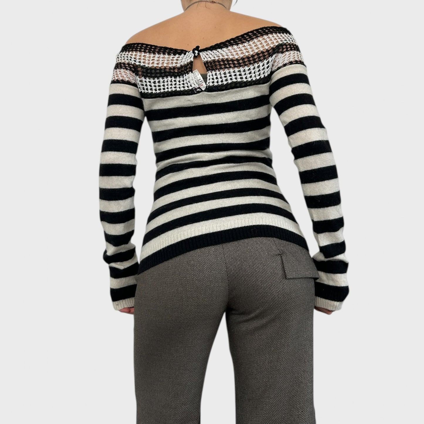 Miss Sixty Striped Off Shoulder Jumper - M