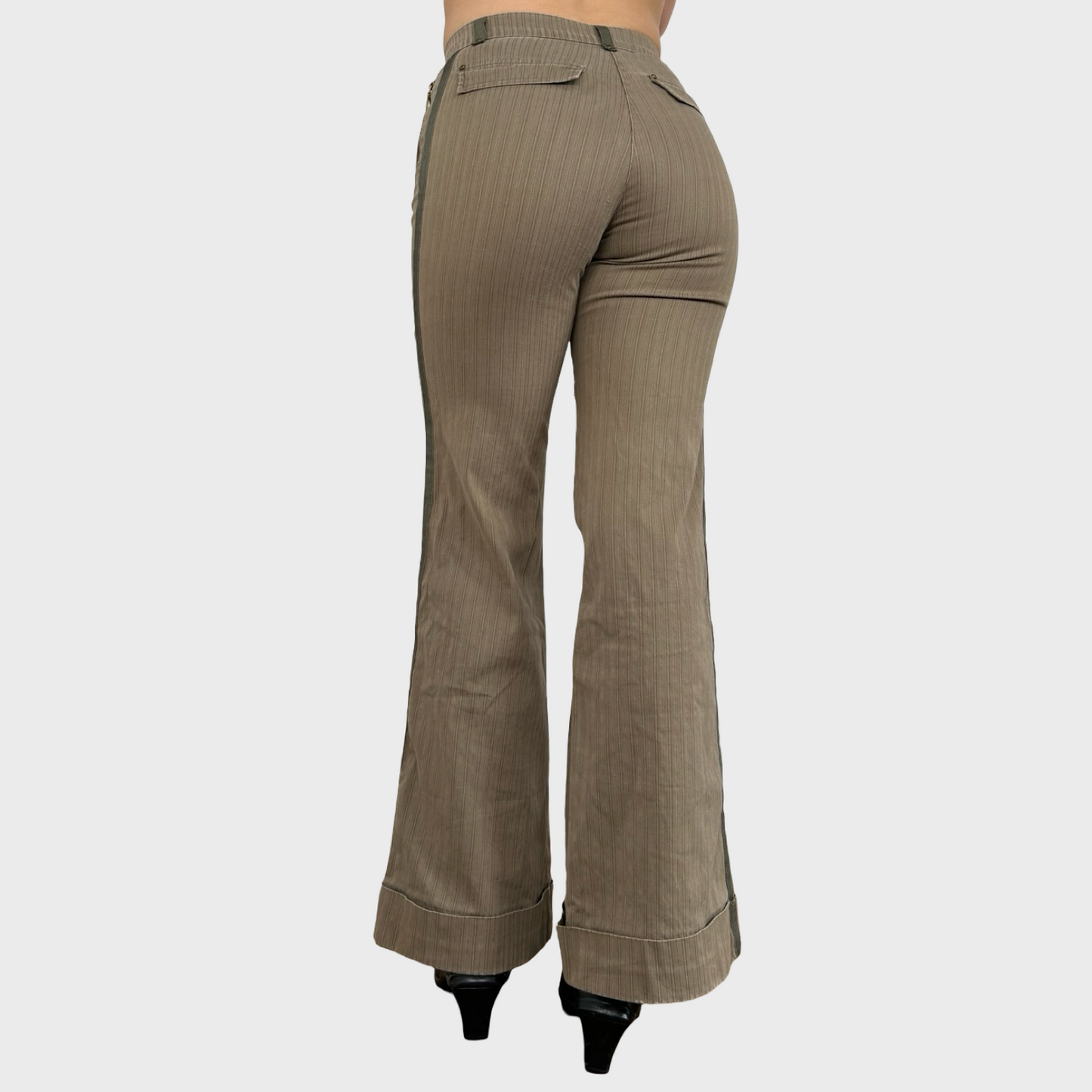 Cop Copine Tan Pinstripe Trousers - XS/S
