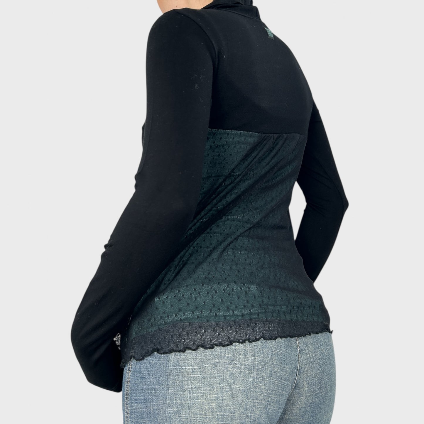 Cop Copine Mesh Overlay Long Sleeve Top - S