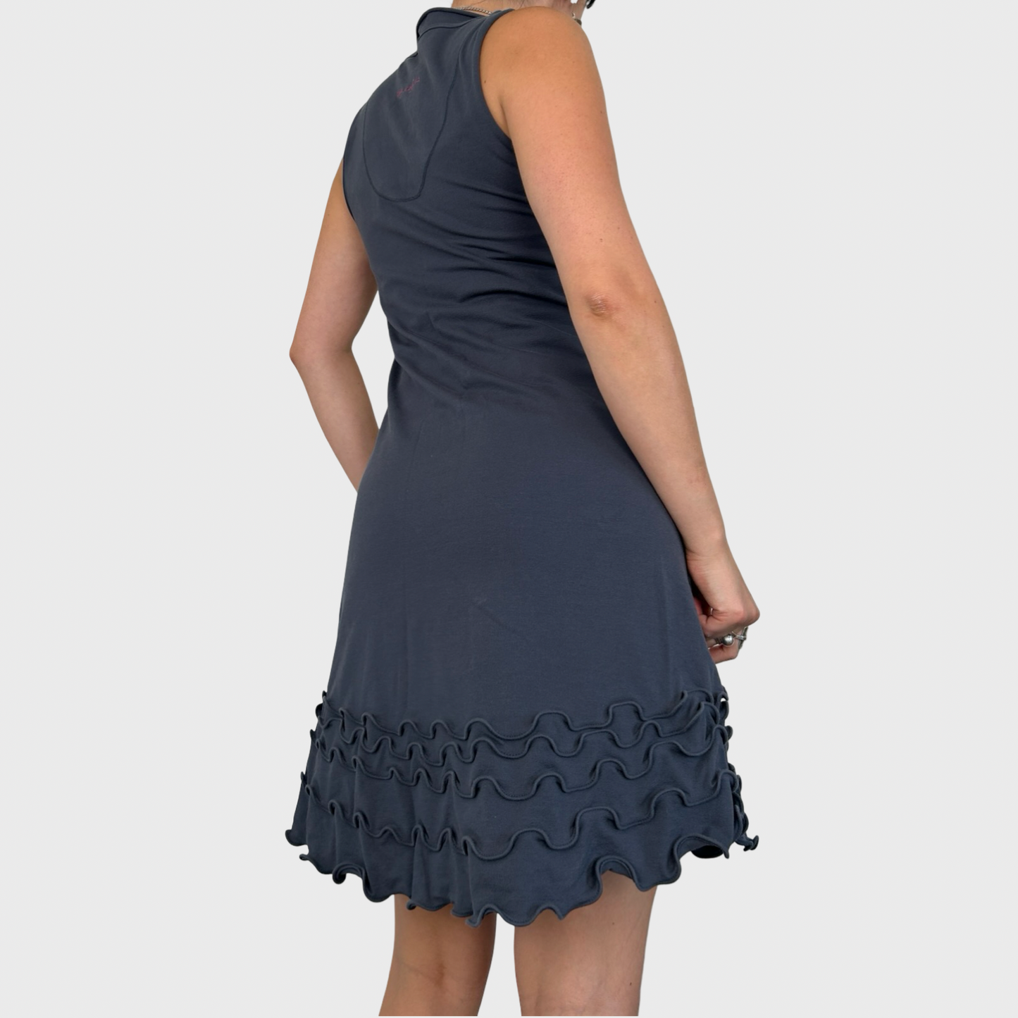 Cop Copine Grey Stretch Frilly Mini Dress - M