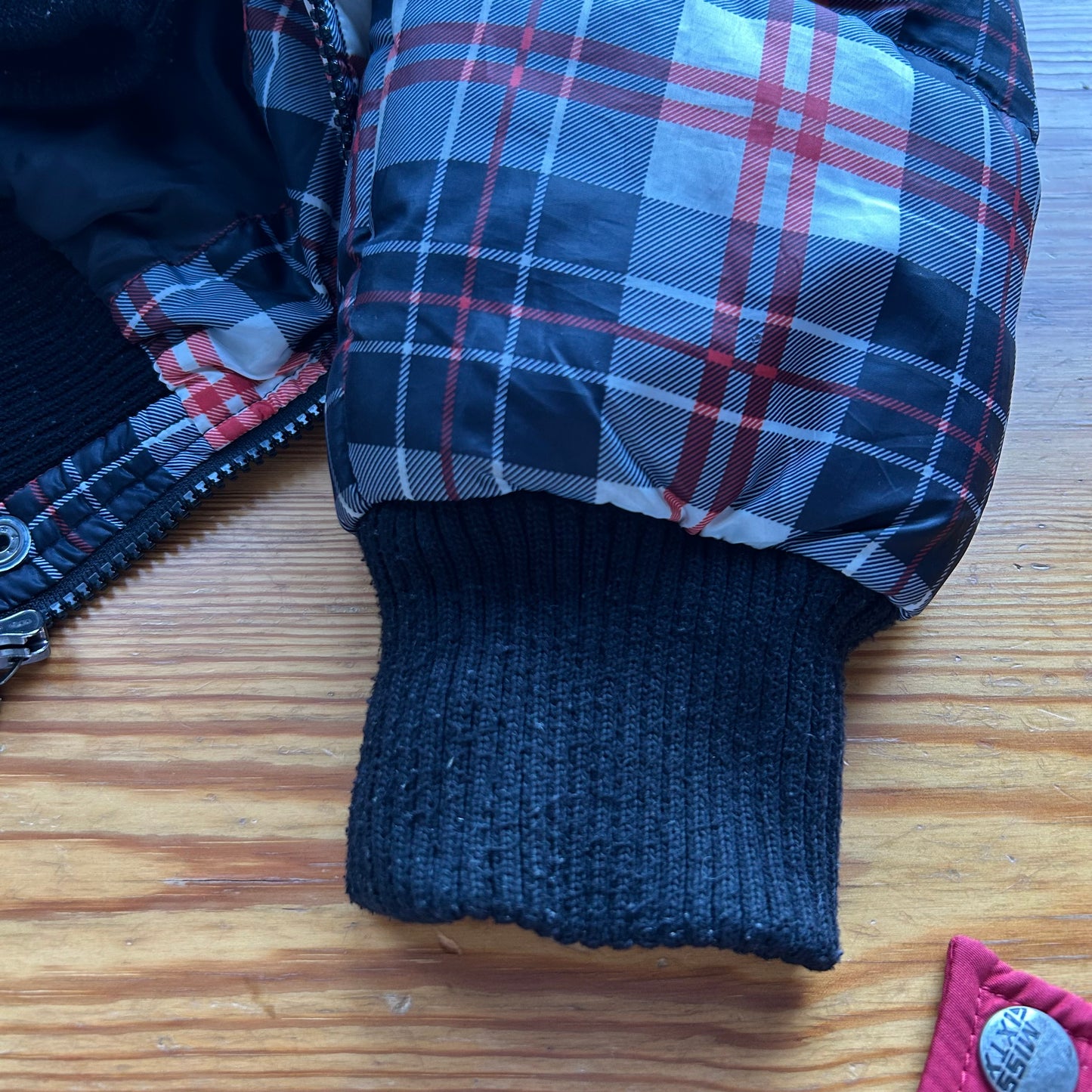 Checked Puffer Bomber Jacket - M