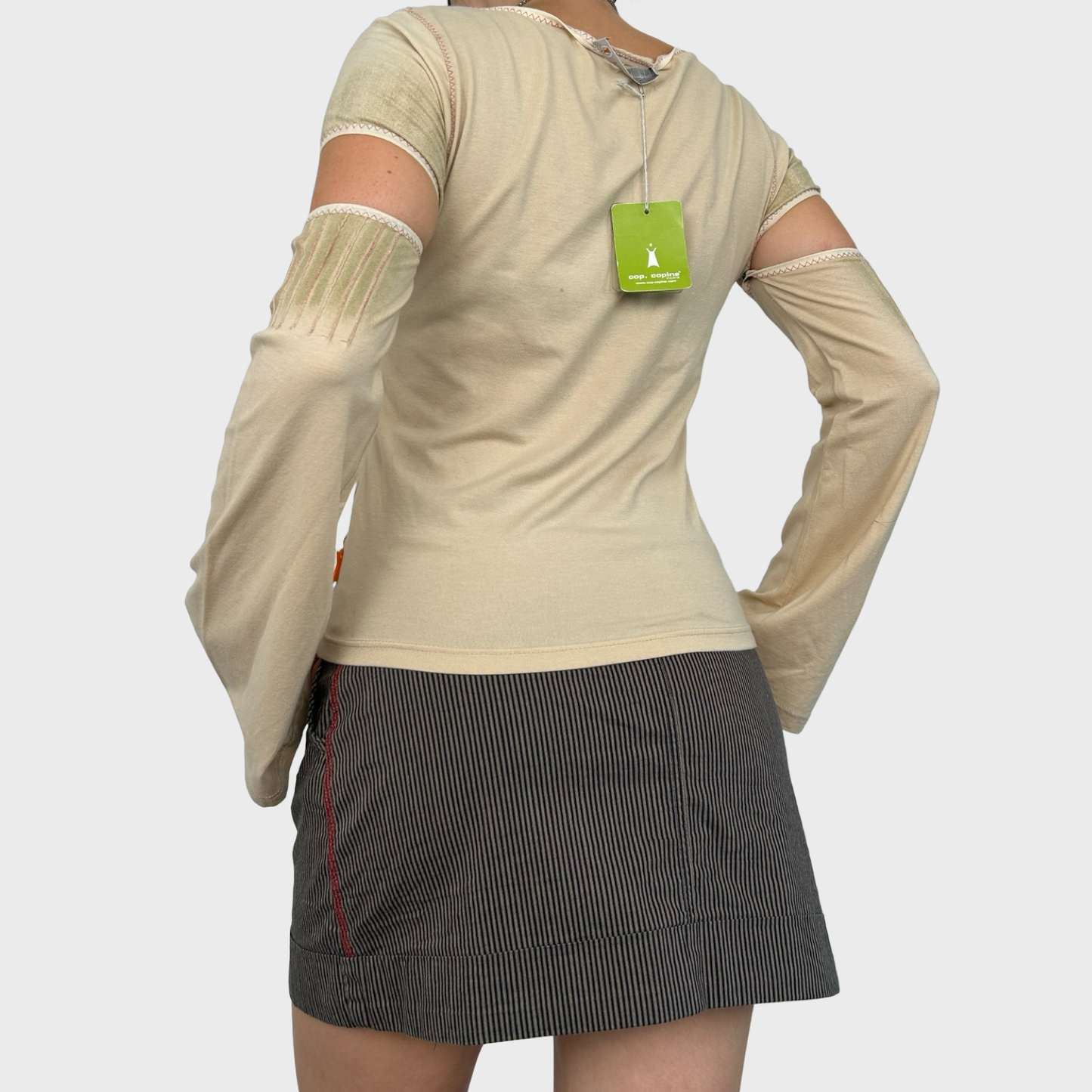 Cop Copine BNWT Beige Top with Detachable Sleeves - M