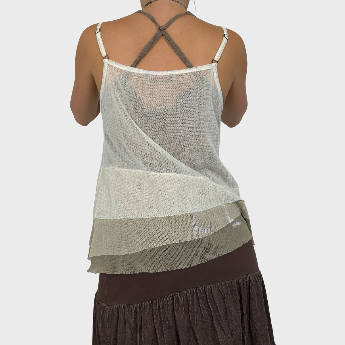 Cop Copine Beige Double Layer Mesh Cami - M/L
