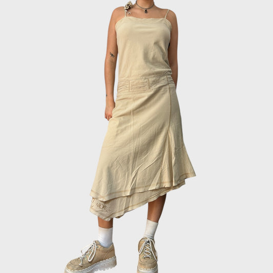 Cop Copine Beige Asymmetric Strappy Dress