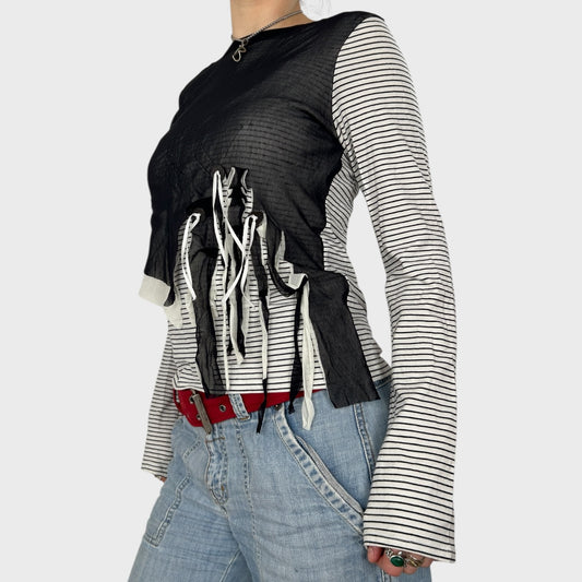 Cop Copine Bi-Material Stripe Long Sleeve - M