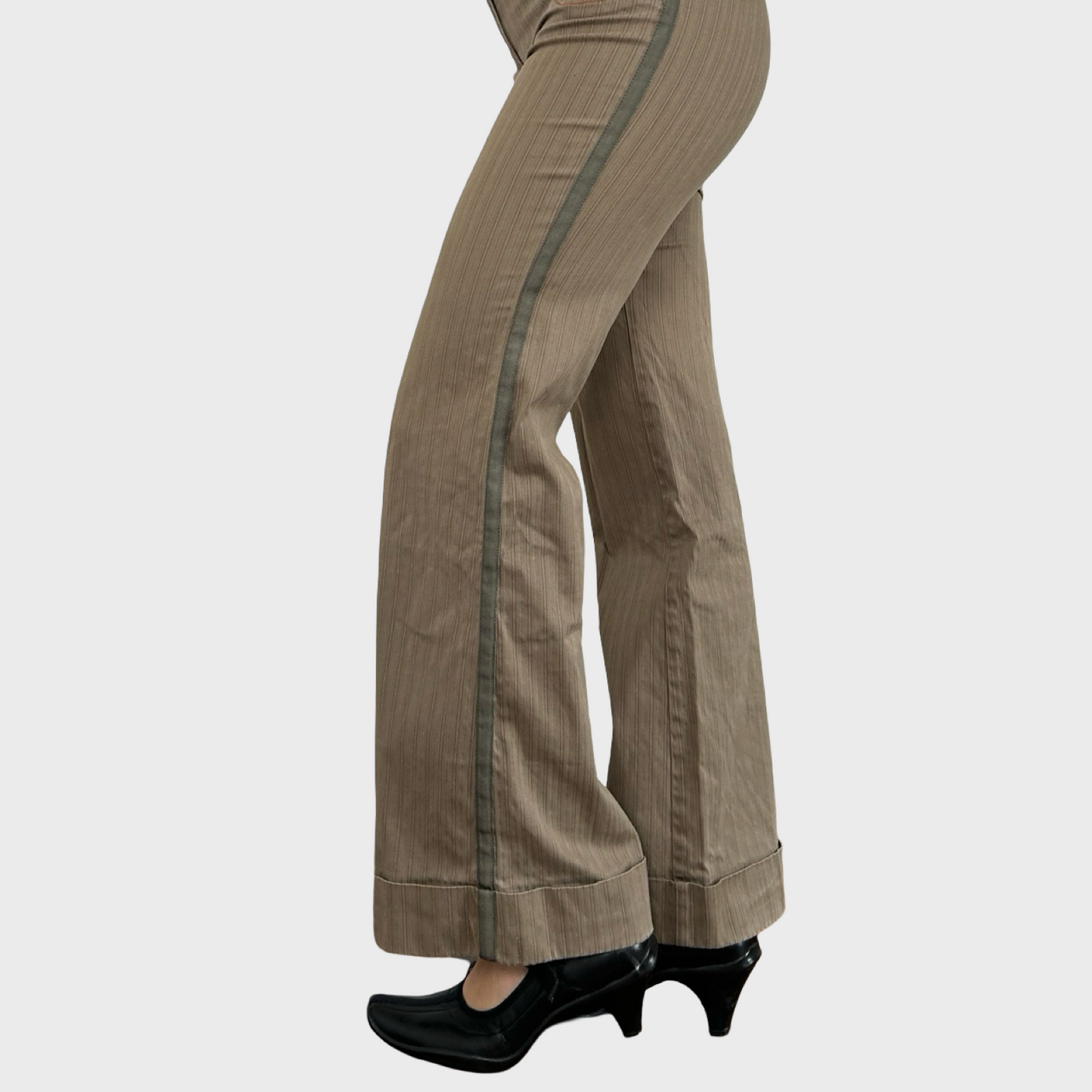 Cop Copine Tan Pinstripe Trousers - XS/S